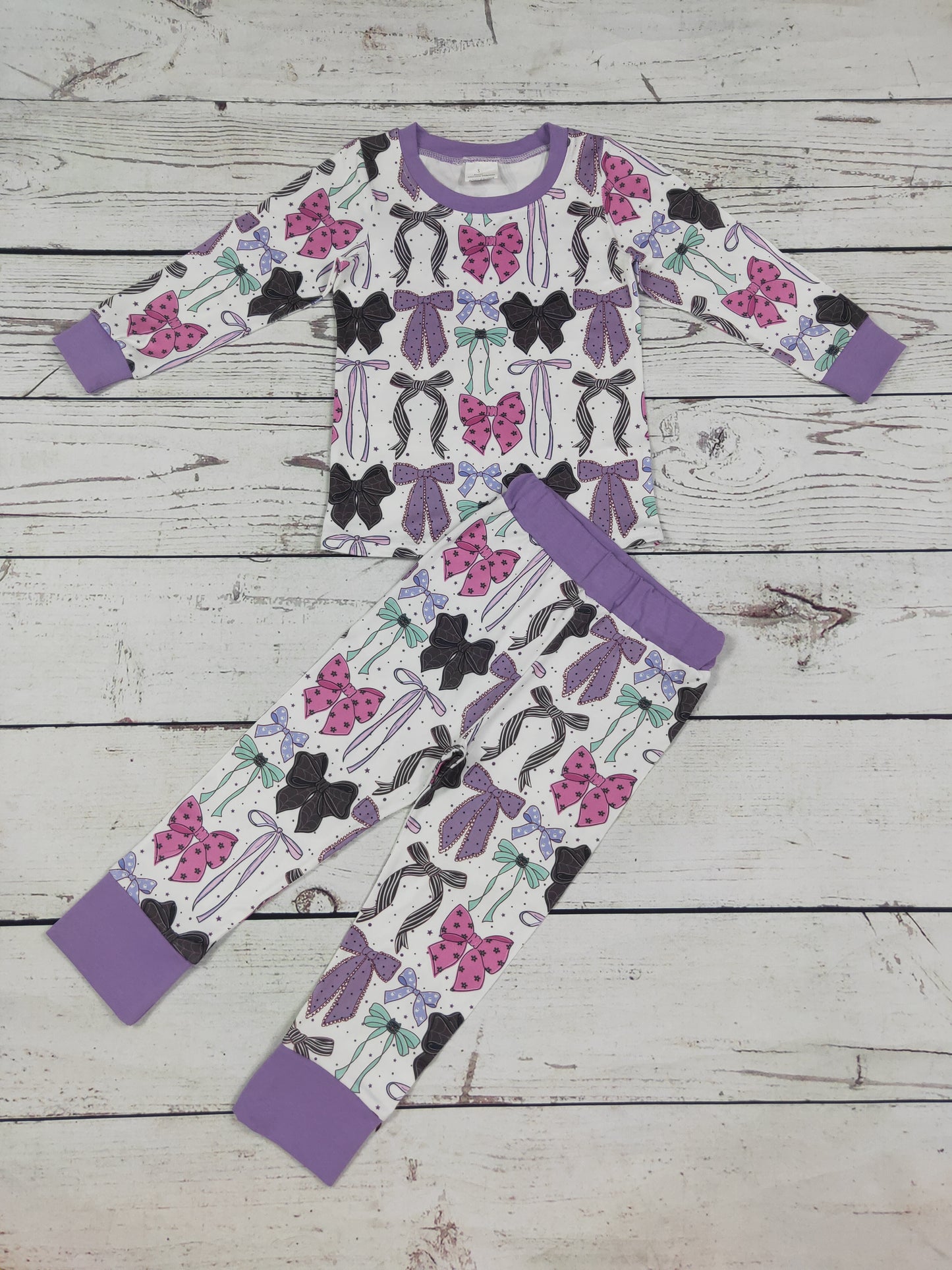 Baby Girls Bow Printed Halloween Pajamas set