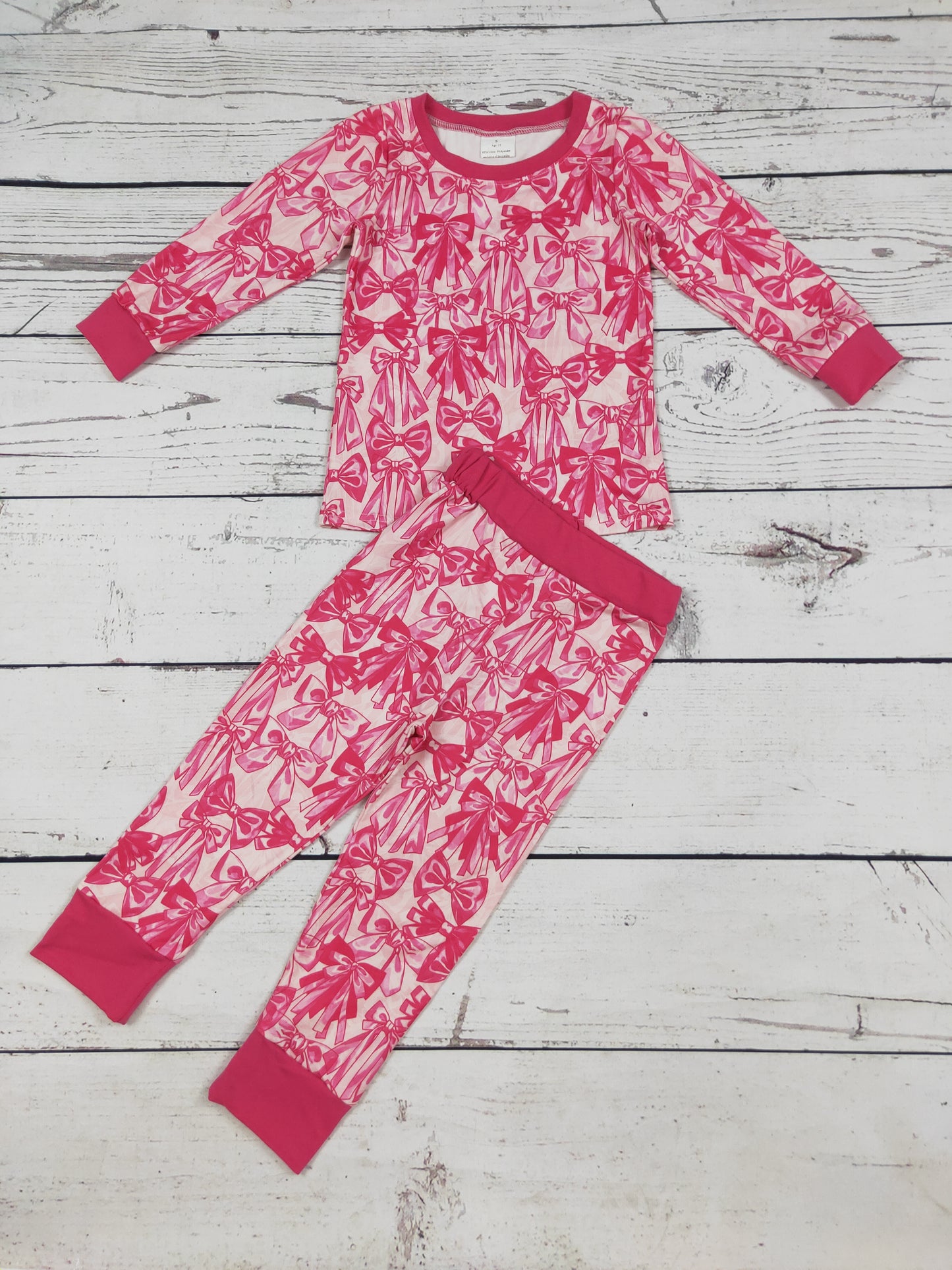 Bow Printed Baby Girls Top Pants Set