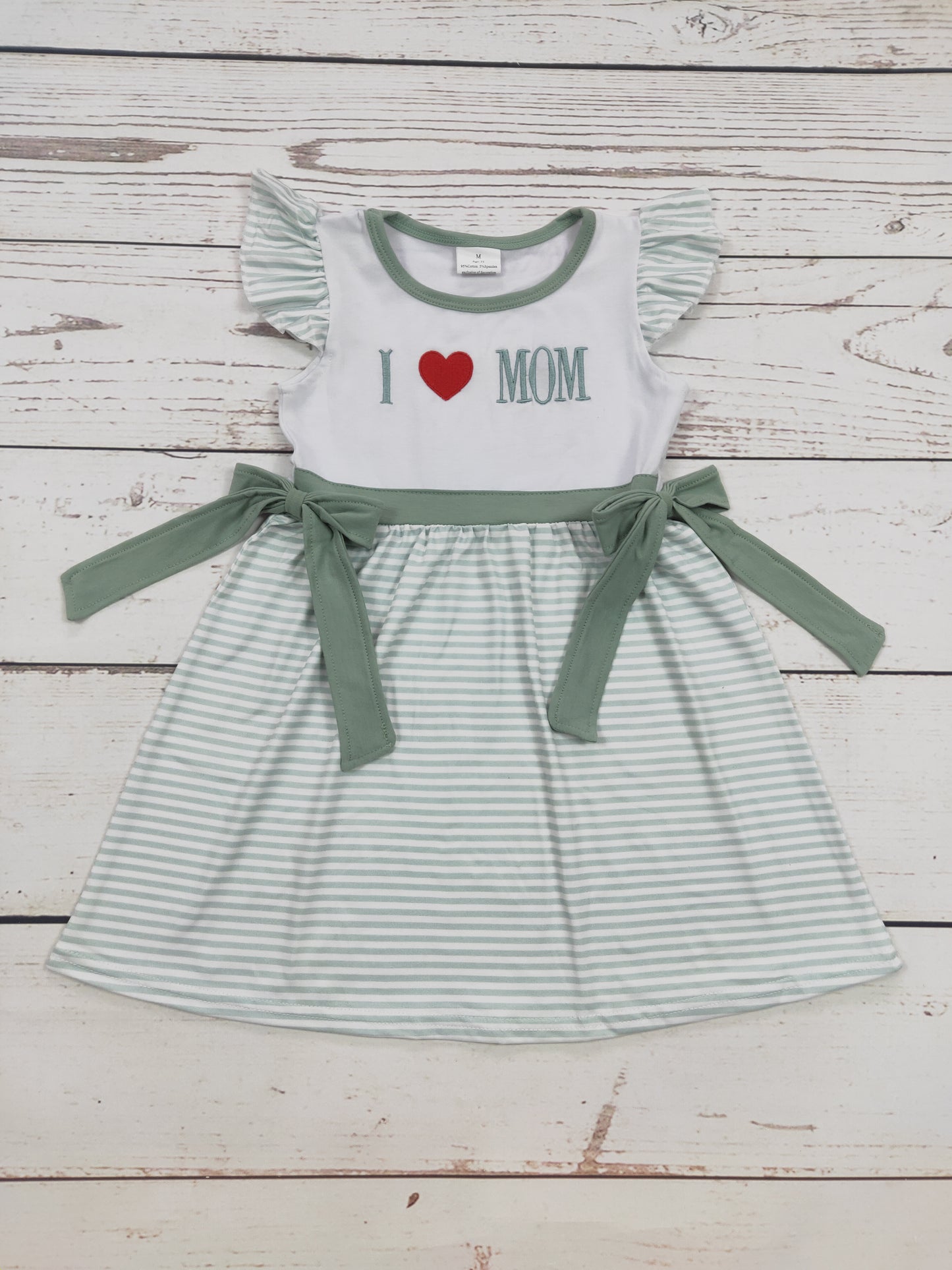 I Love MOM Appliqué Girl Dress