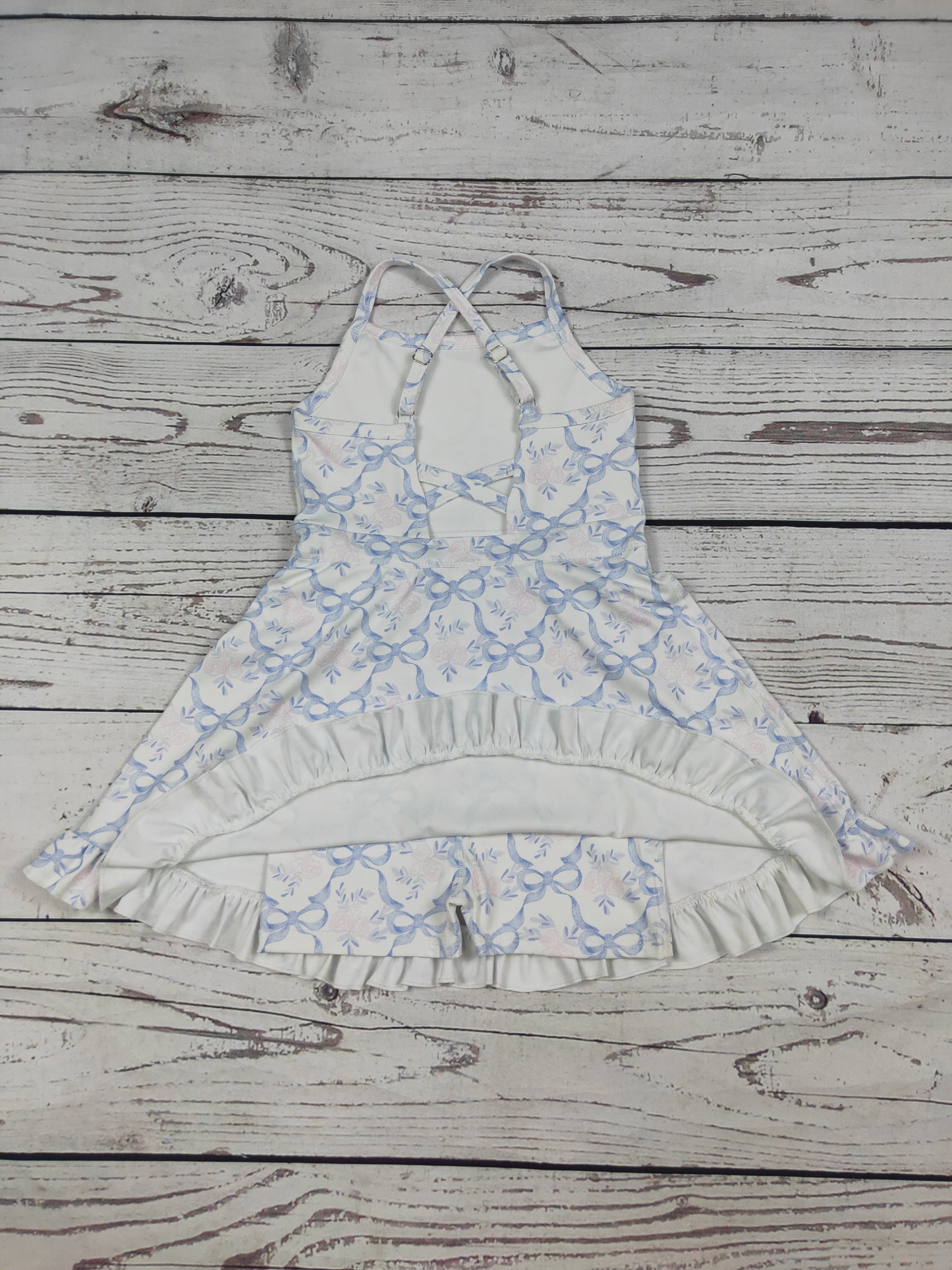 Flower Bow Print Girls Athletic Dresses