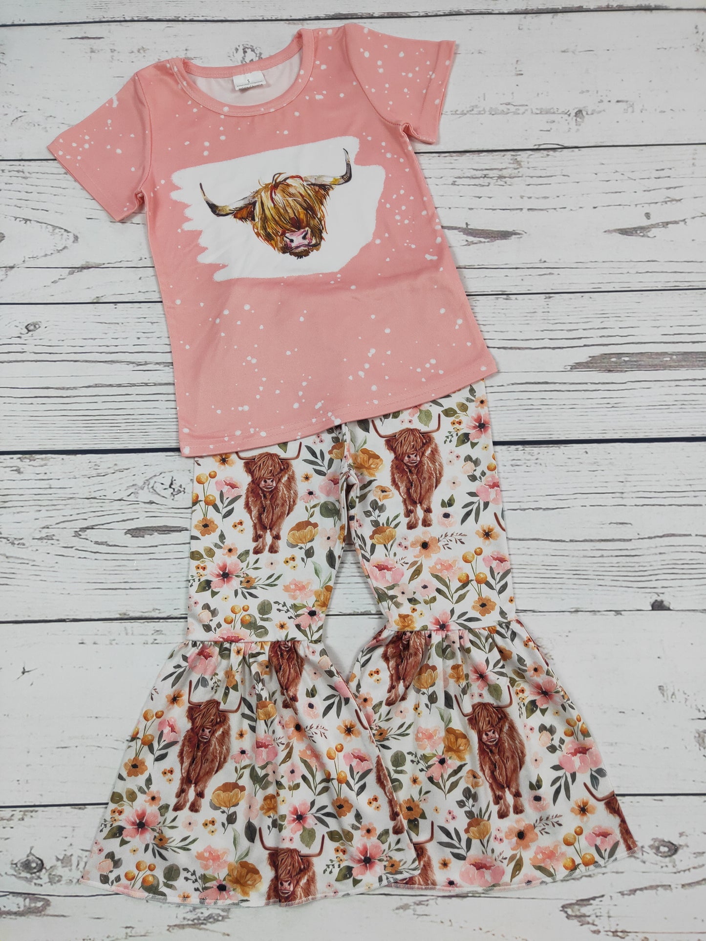 Baby Girls Flower Cows Top Pants Set