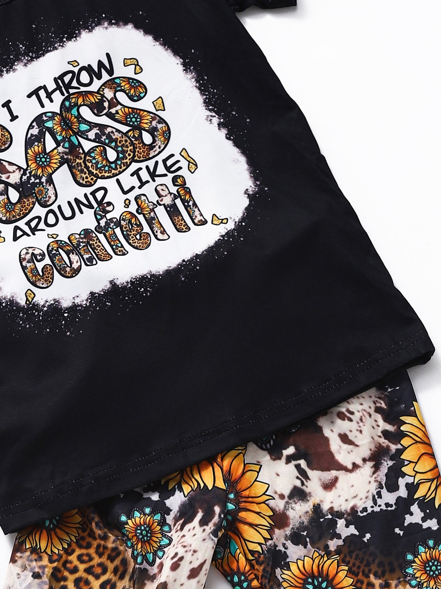 Girls Sunflower Leopard Bell Bottom Sets