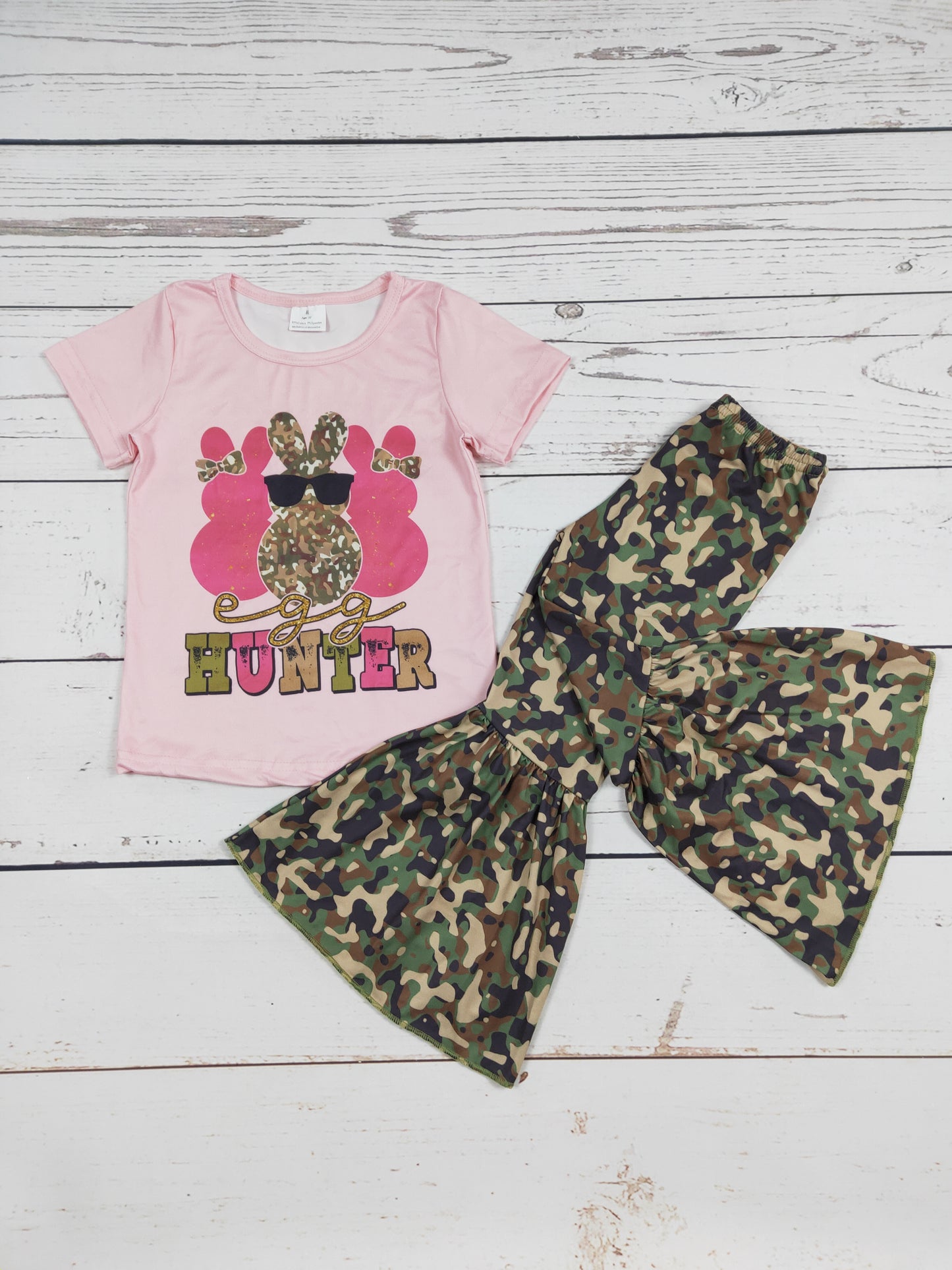 Girls Egg Hunter Camouflage Printed Easter Set