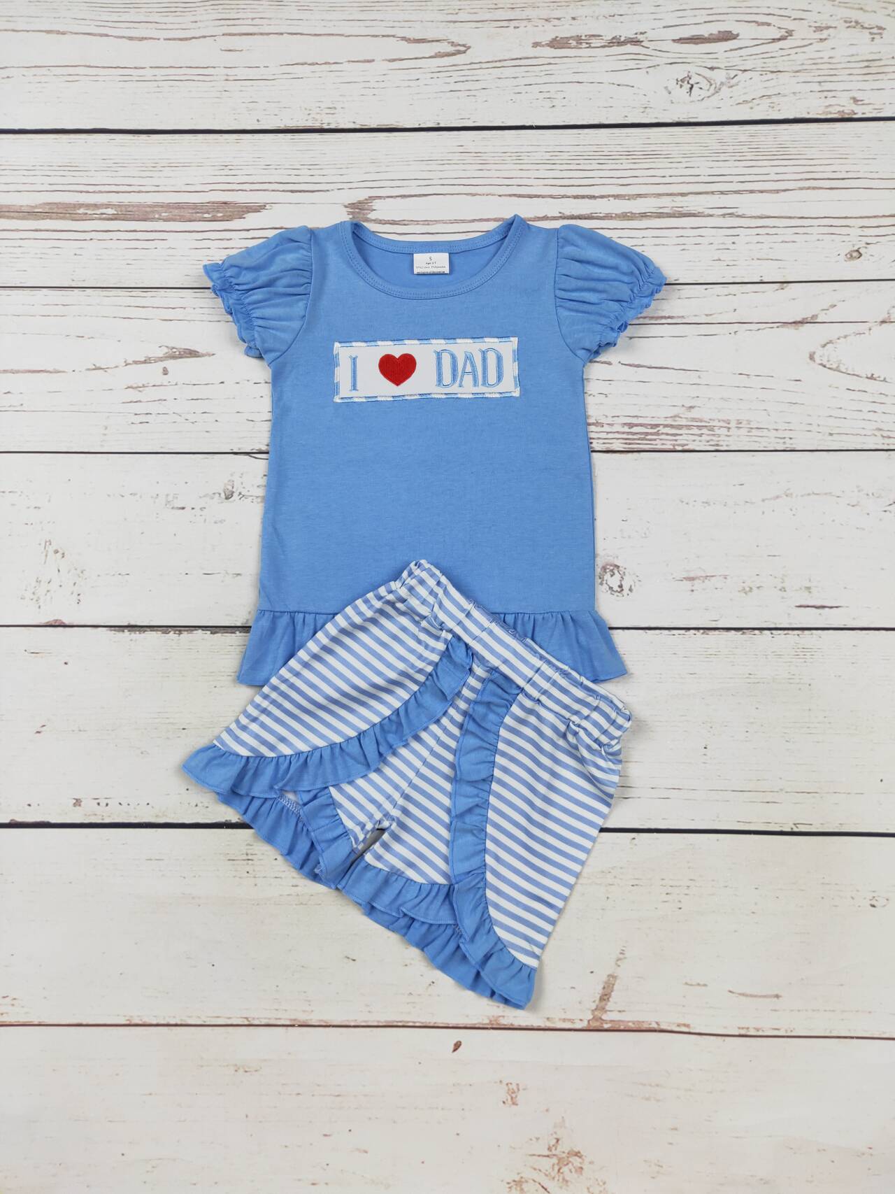 Baby Girls I Love DAD Appliqué Set