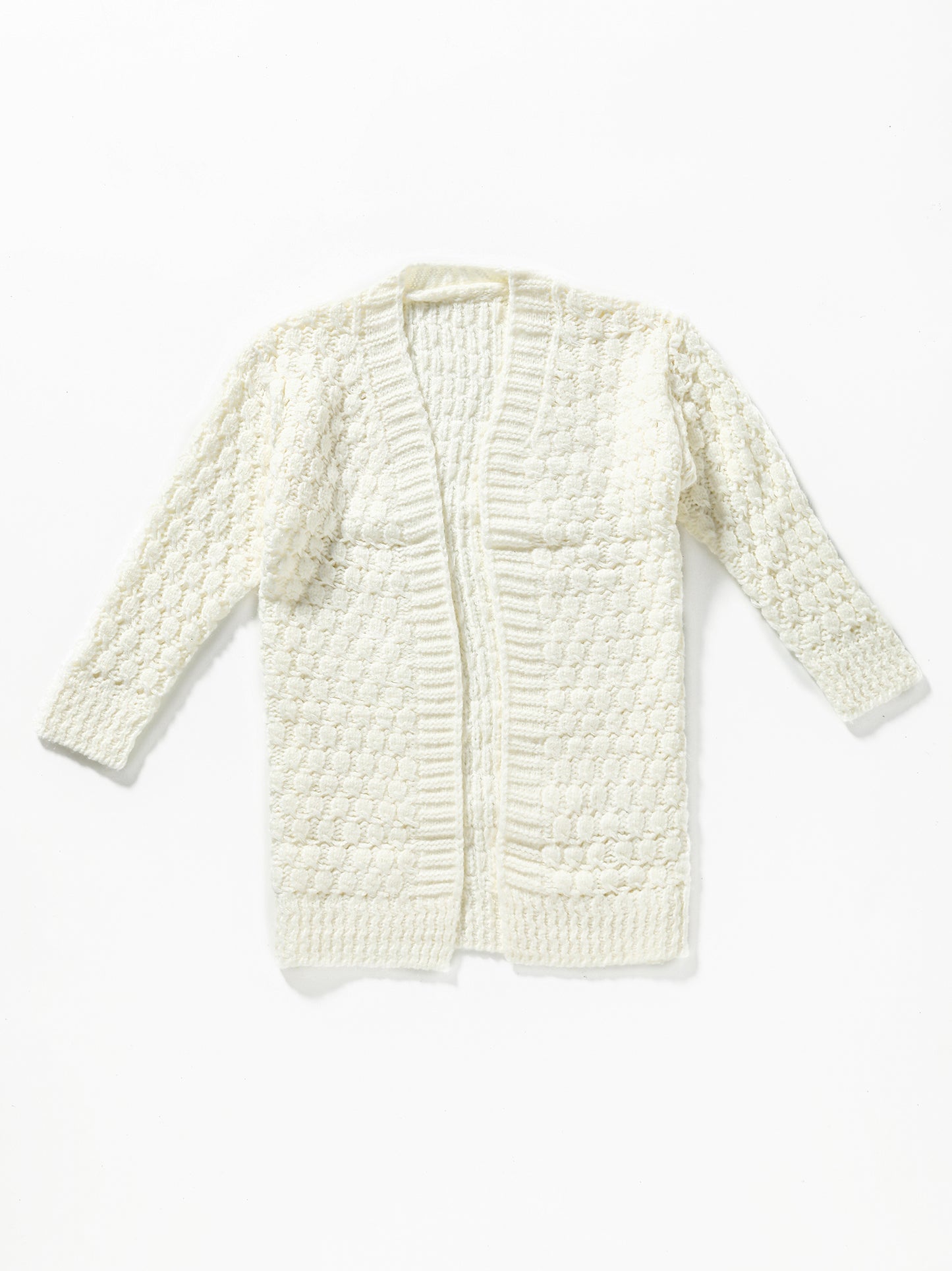 Girls White Cardigan Sweater