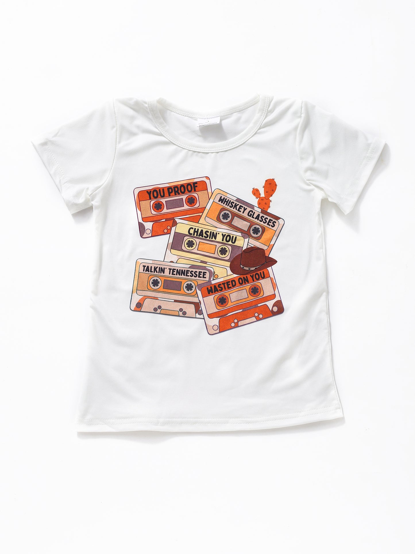 Girls White Western Cactus T-Shirt