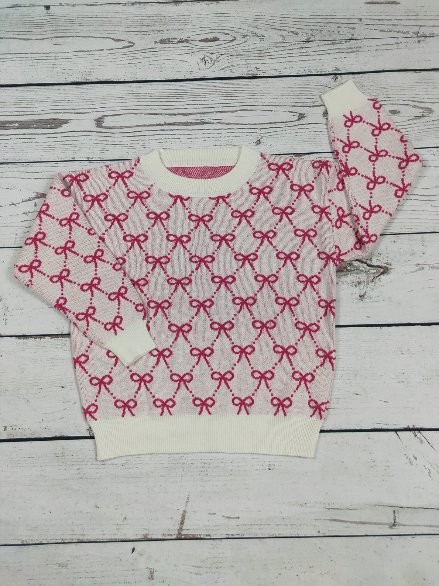 Bow Printed Kids Girls Sweater