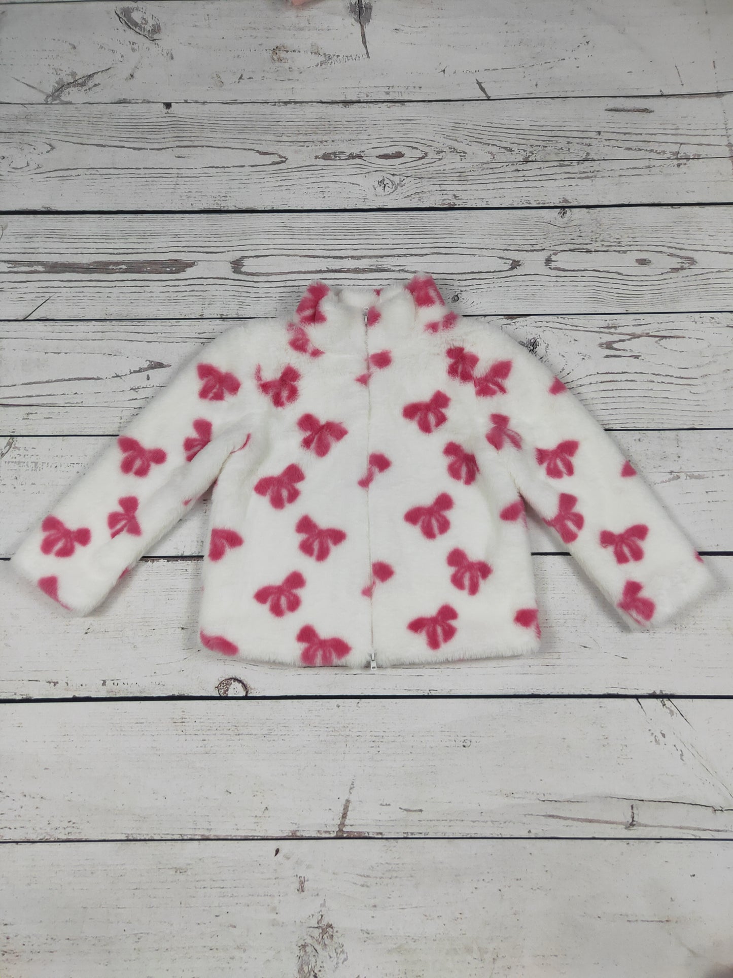 Pink Bow Printed Girls Jacket