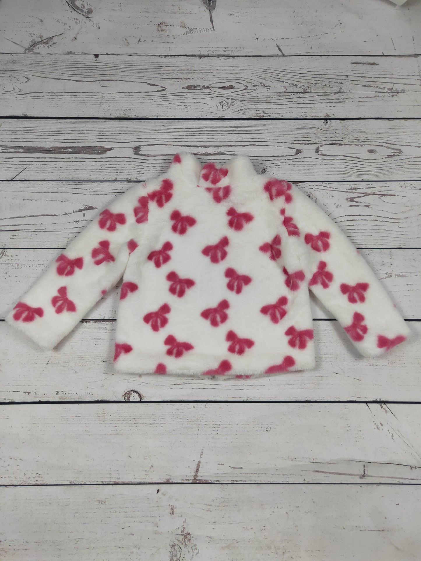 Pink Bow Printed Girls Jacket