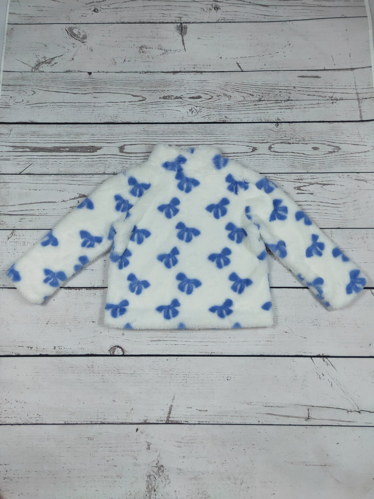 Blue Bow Printed Girls Jacket