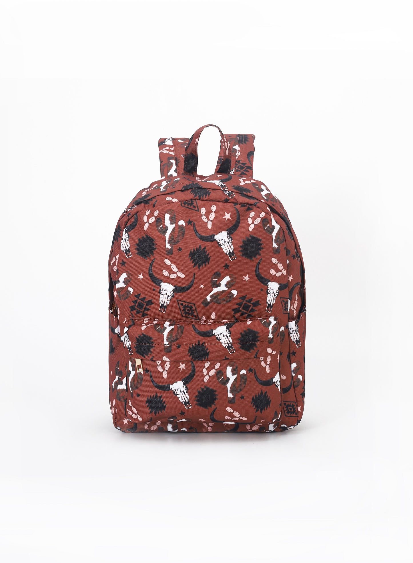 Western Cow Print Aztec Cactus Kids Brown Backpack