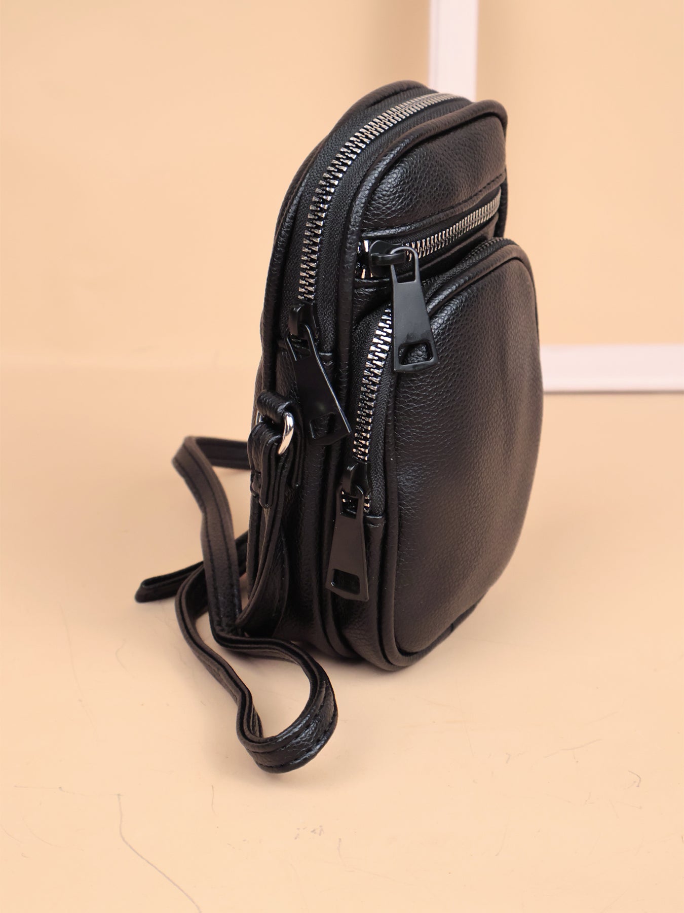 3 Pieces PU Leather Black Bags