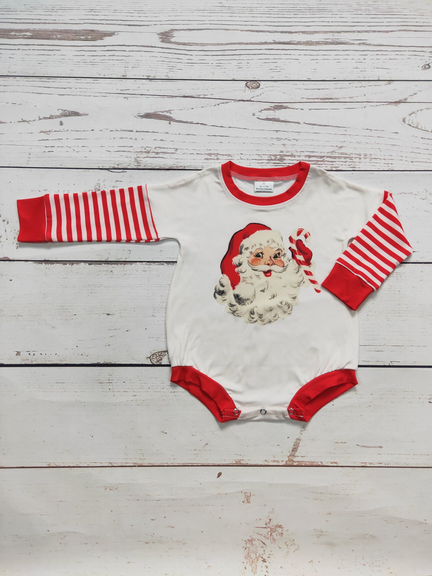 Baby Stripe Santa Print Christmas Bubble