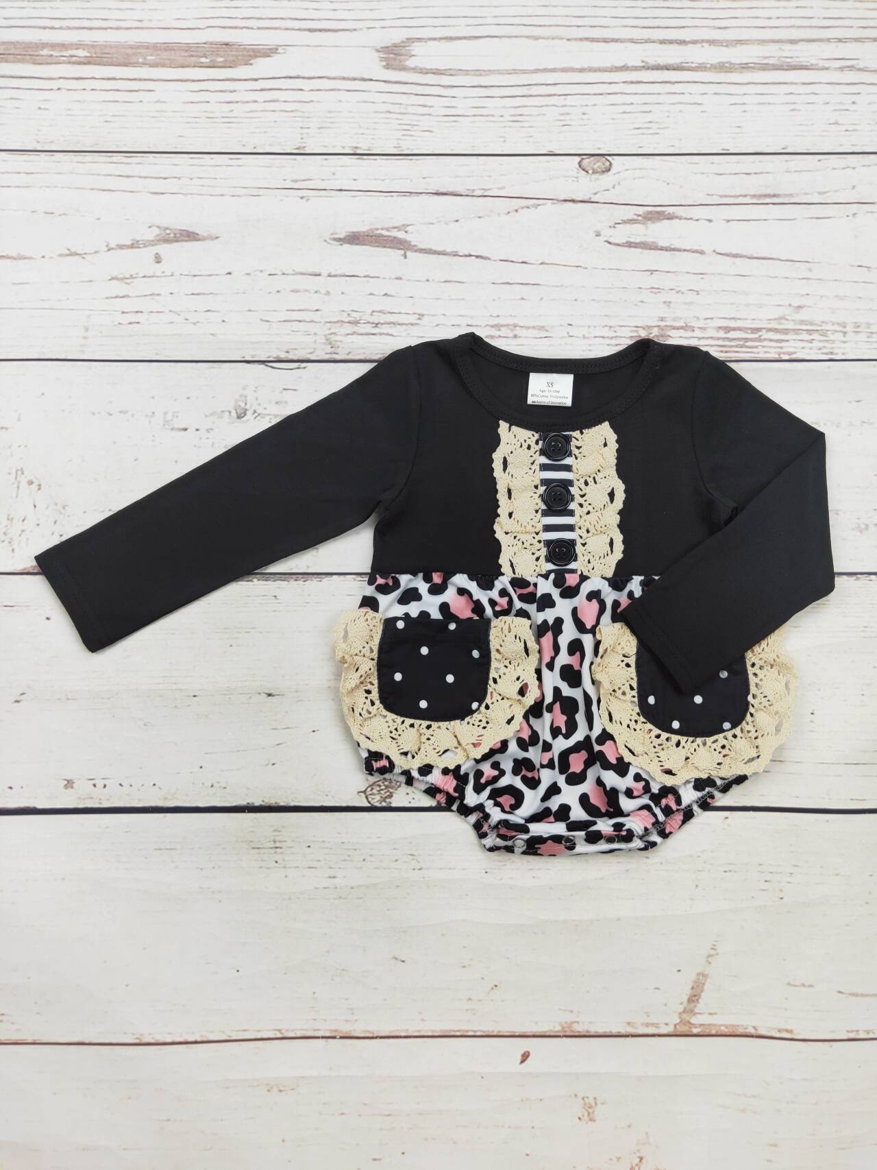 Baby Black Cheetah Printed Bubble