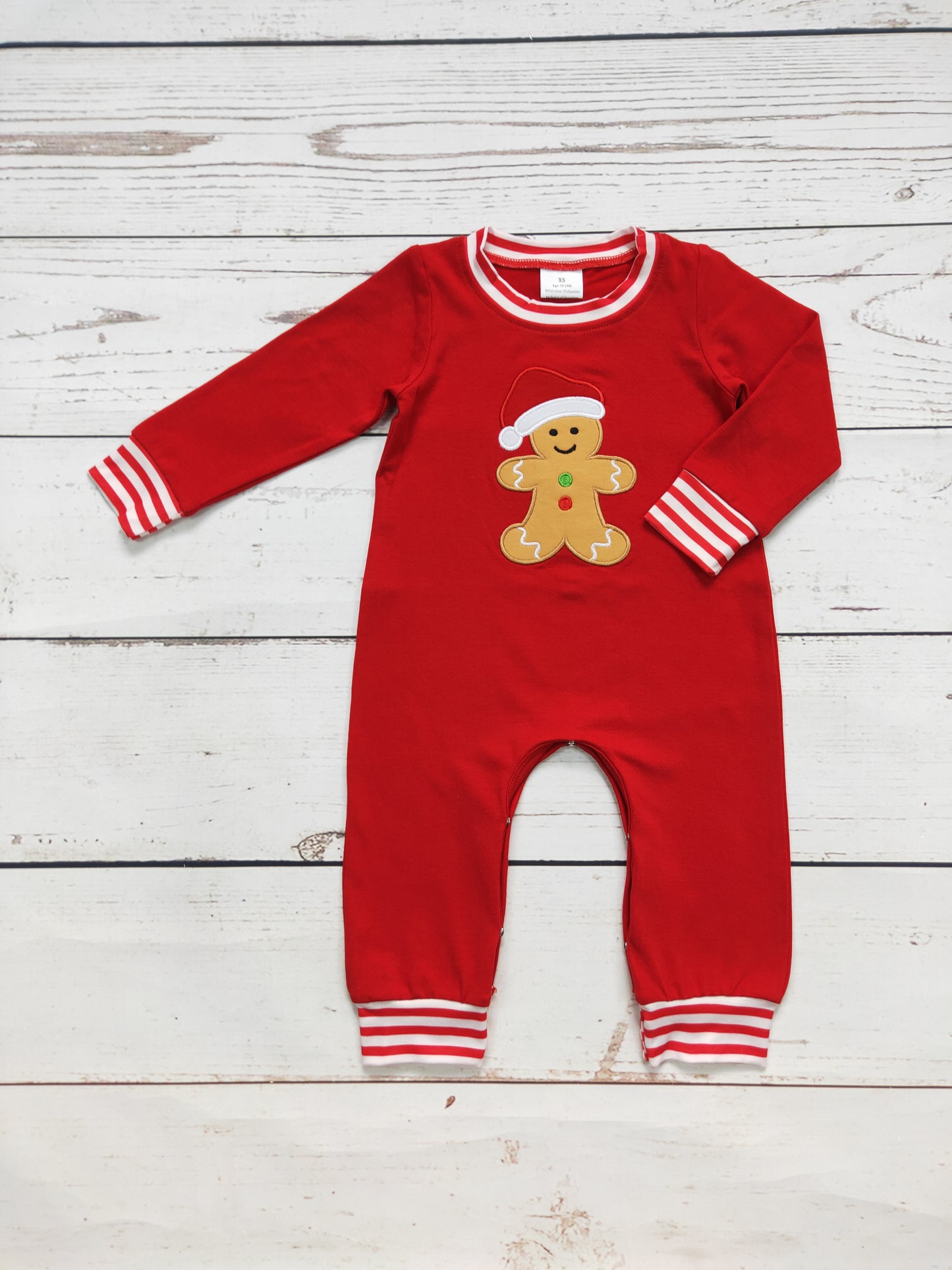 Boy Red Gingerbread Appliqué Romper