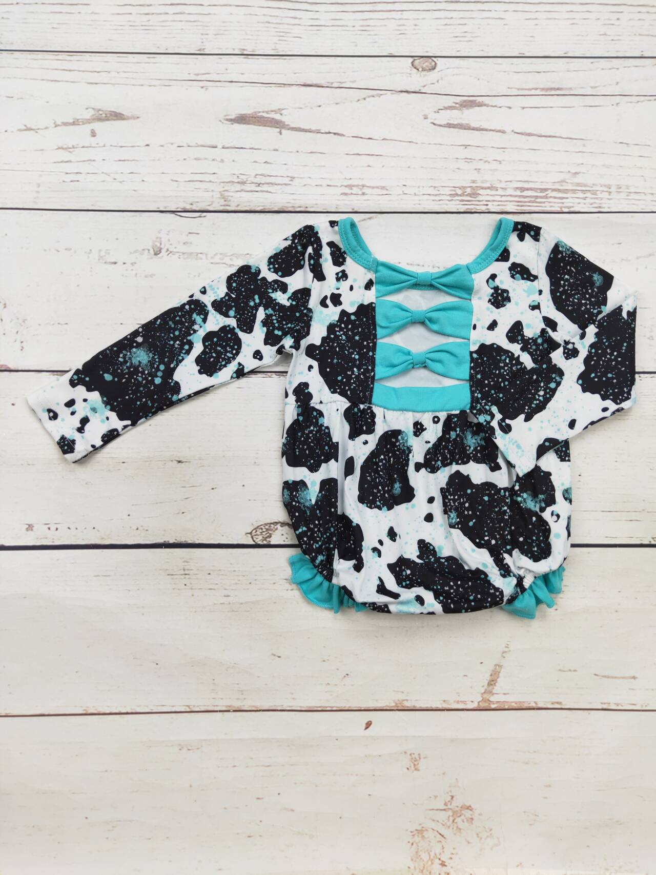 Baby Bow Cow Print Bubble