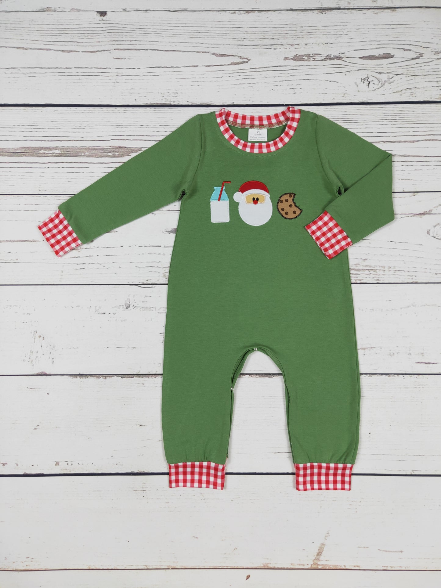 Boy Santa's Milk & Cookie Appliqué Romper