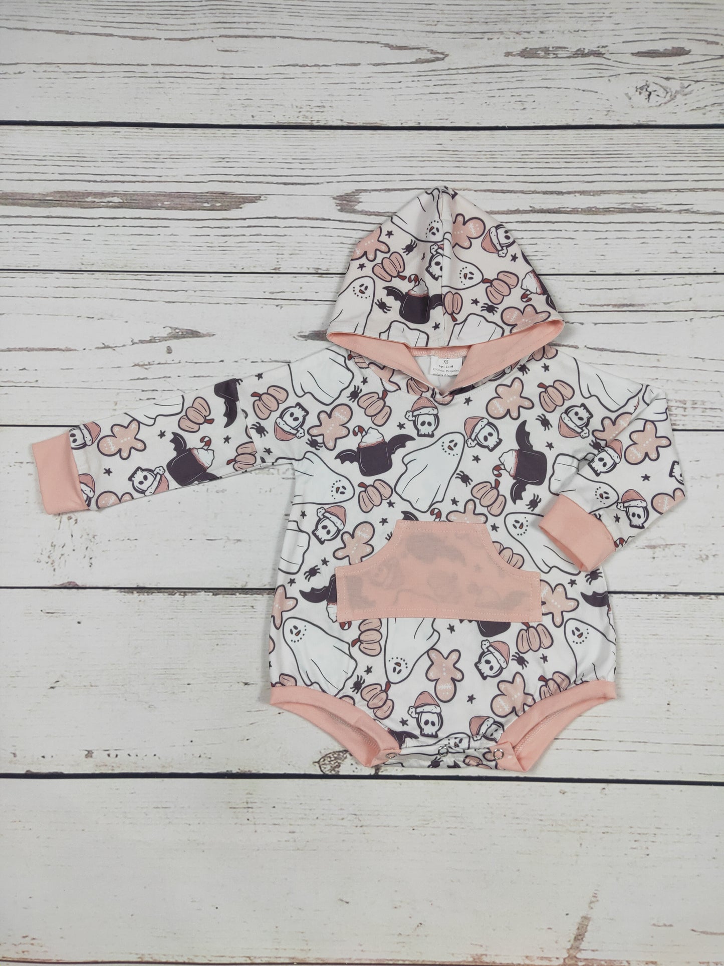 Baby Girls Ghost Print Halloween Romper