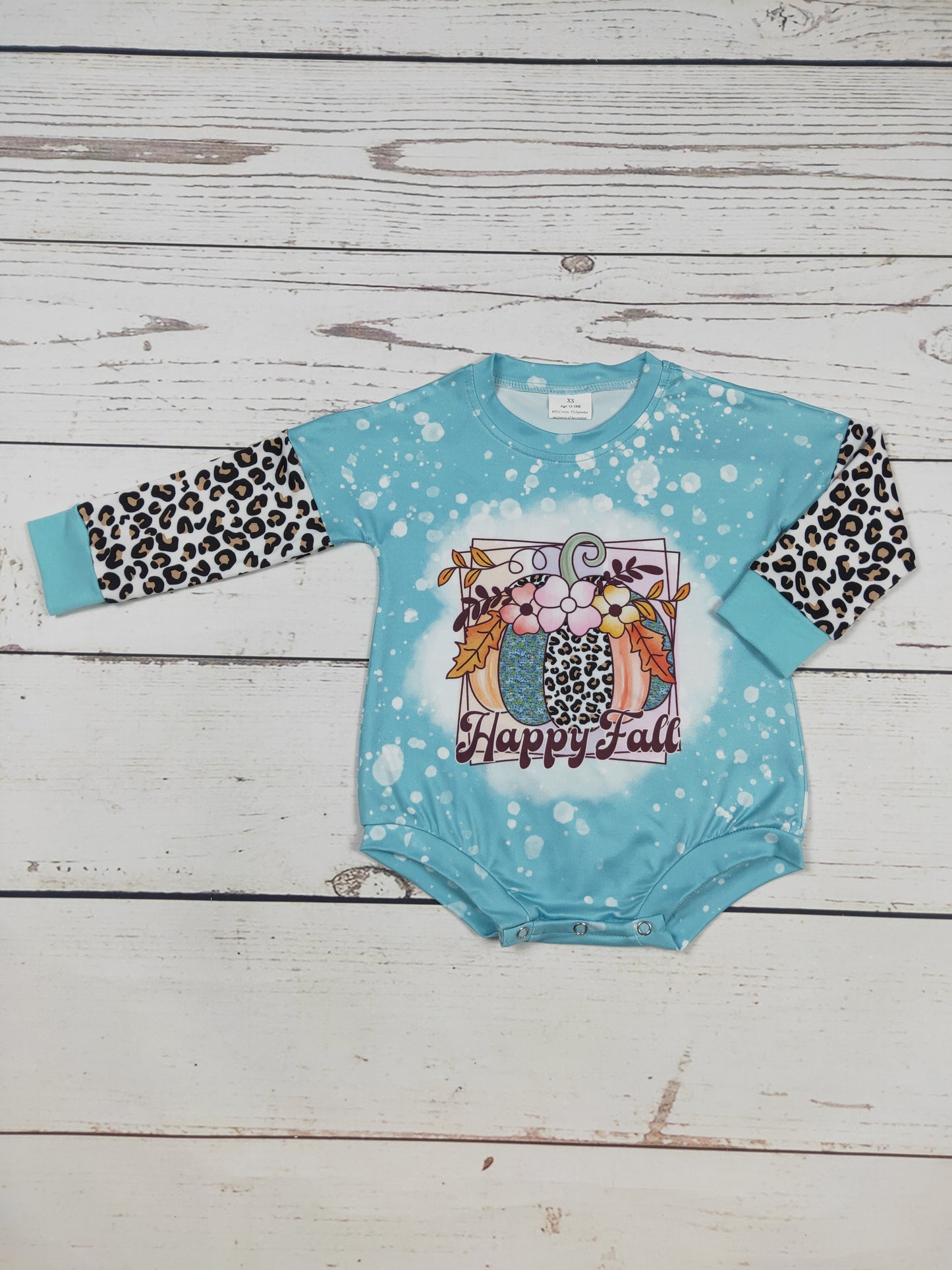 Happy Fall Cheetah Pumpkin Printed Bubble