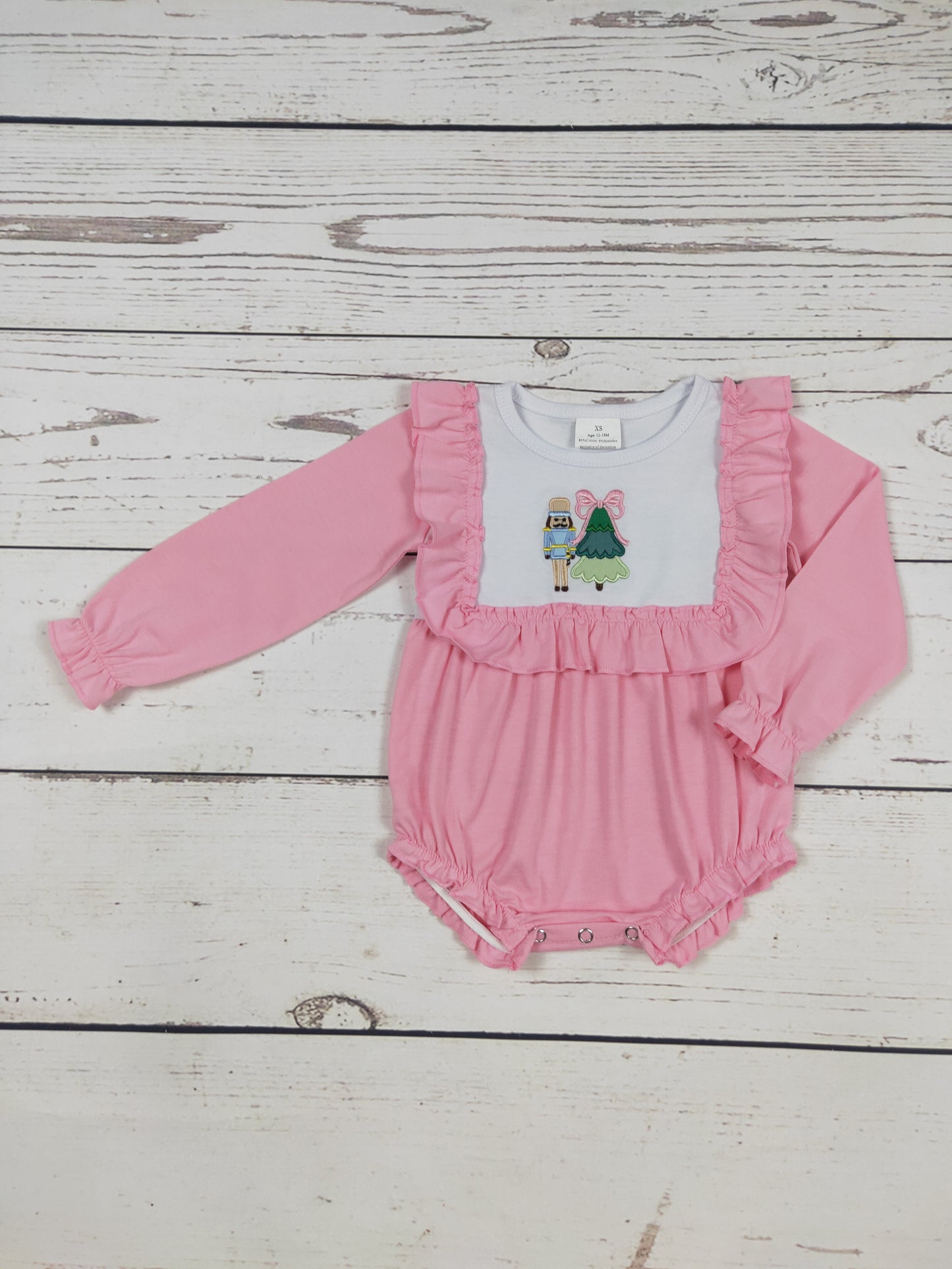 Pink Christmas Tree Appliqué Bubble