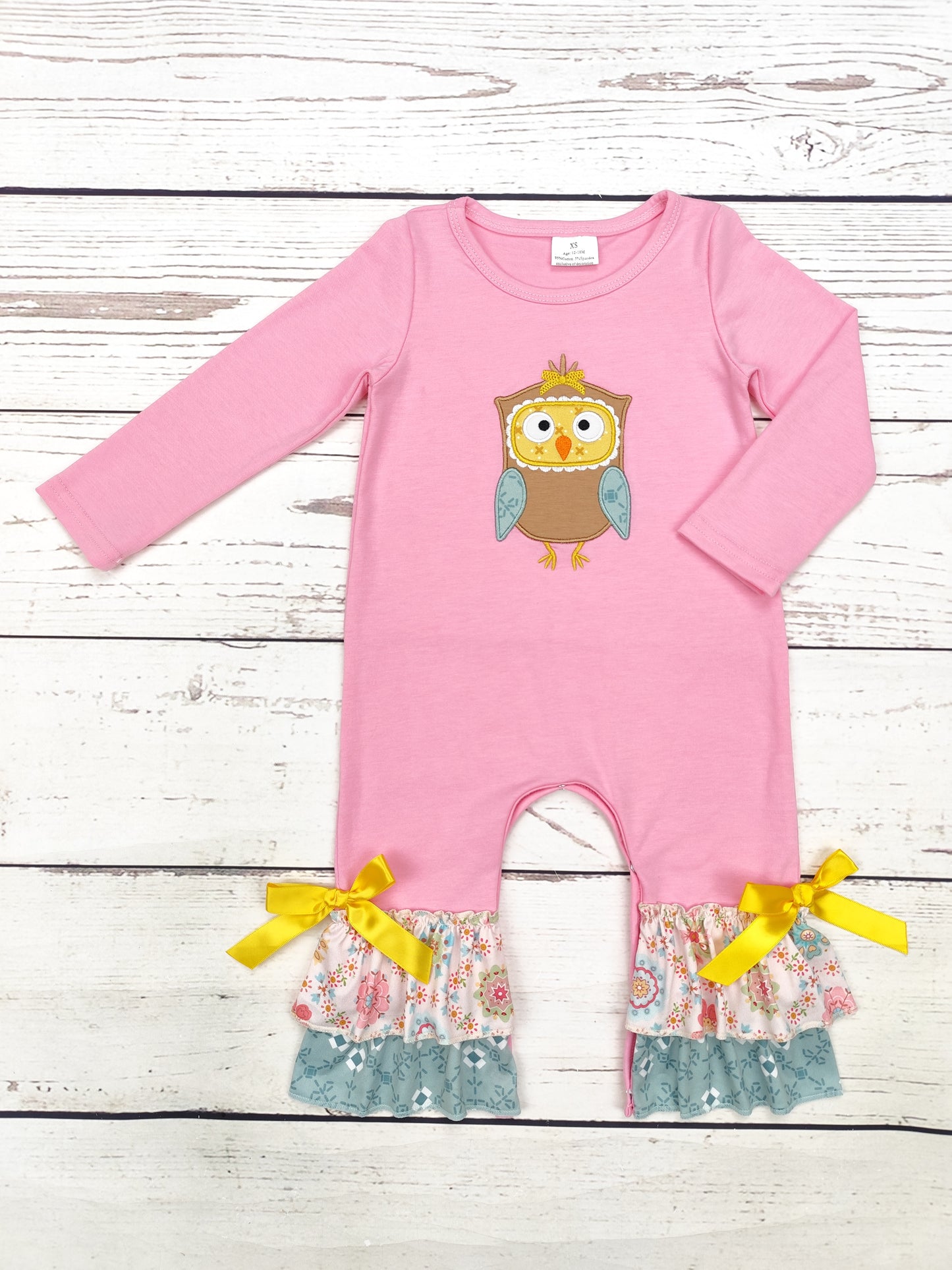 Baby Girls Owl Appliqué Romper