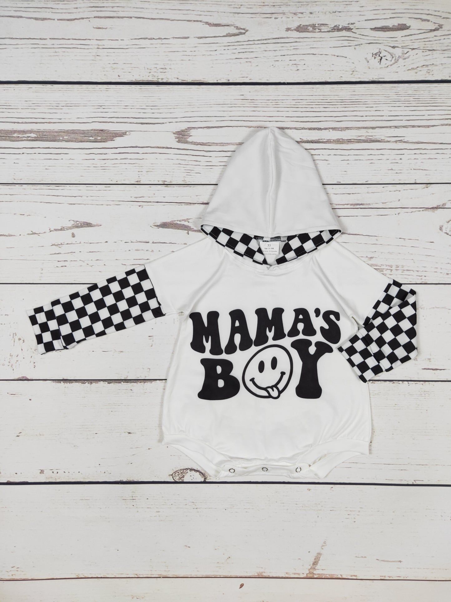 MAMA'S BOY Black Gingham Romper