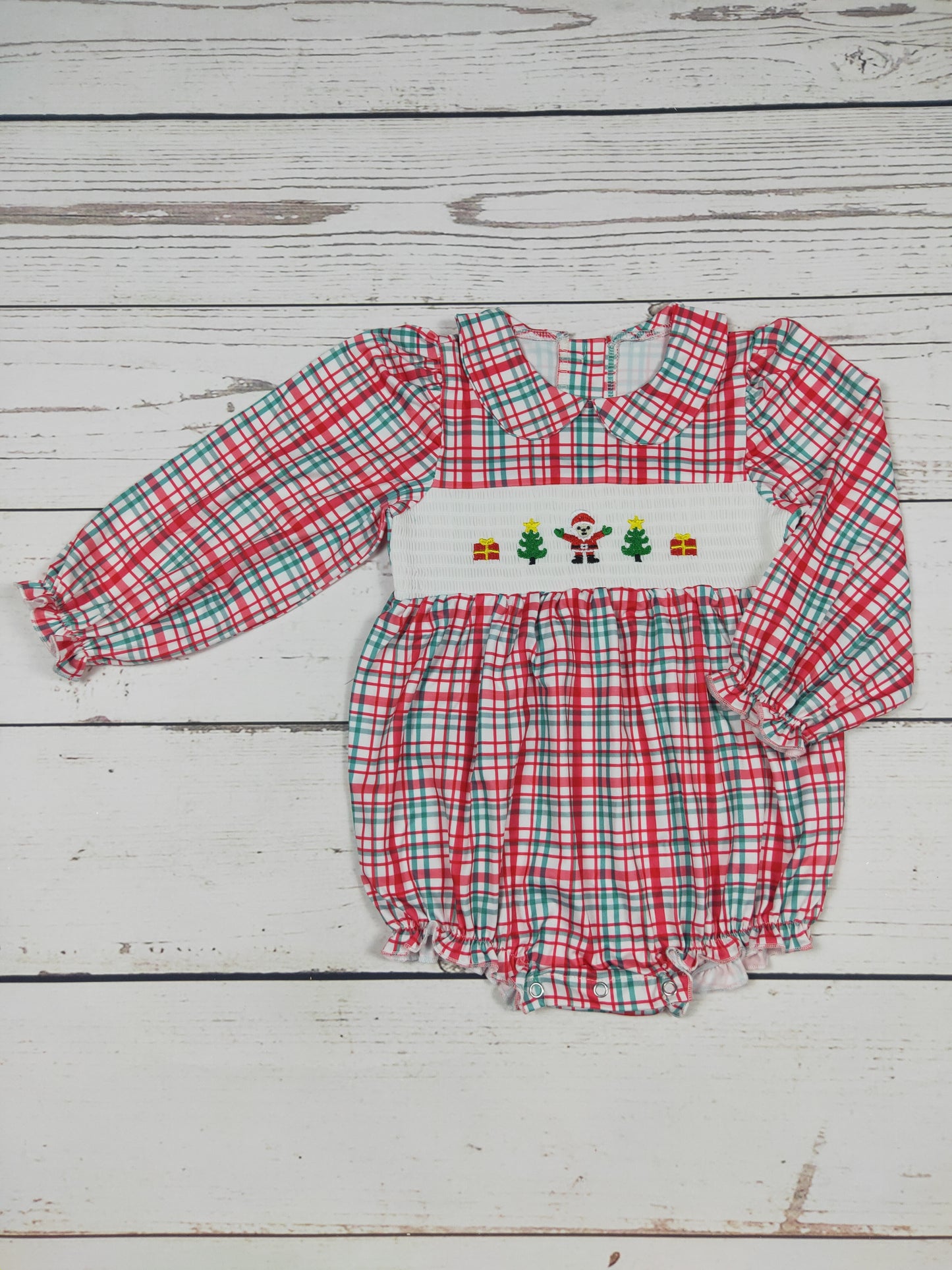 Baby Christmas Smocked Bubble