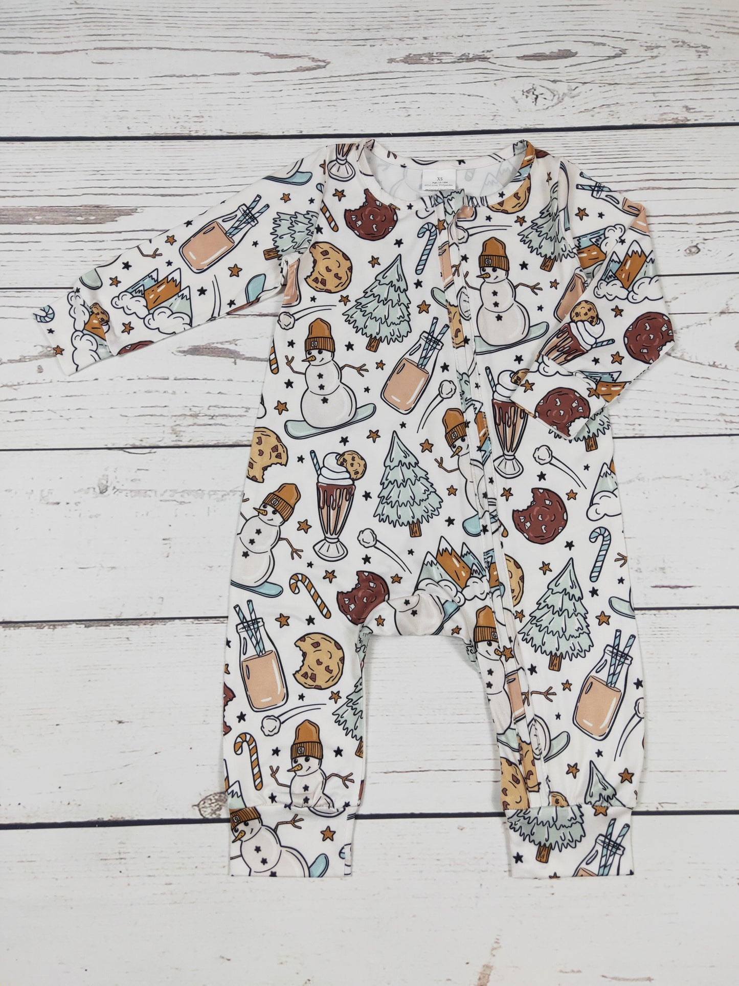 Baby Christmas Zip Sleeper With Snowman Print