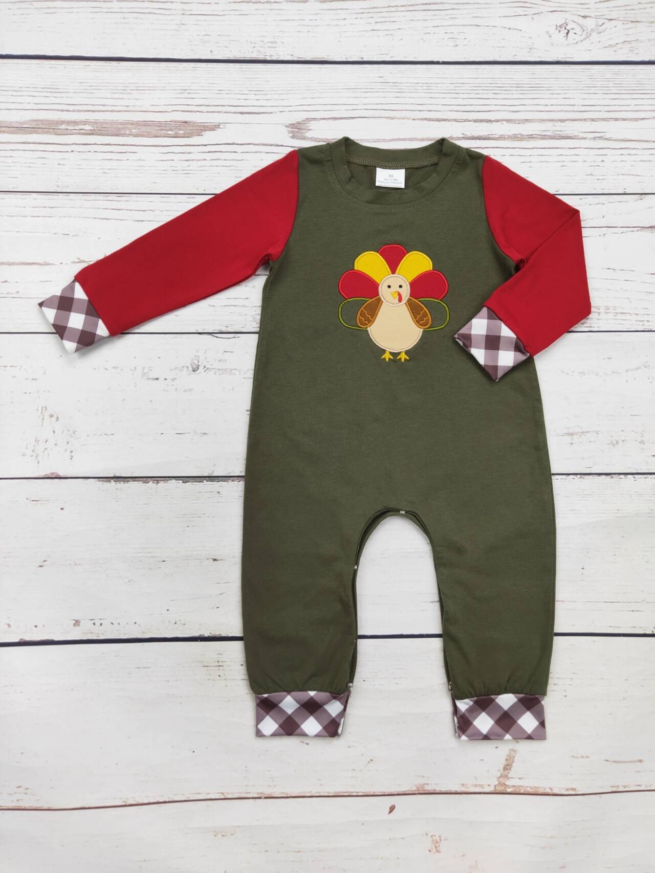 Baby Turkey Appliqué Thanksgiving Day Romper
