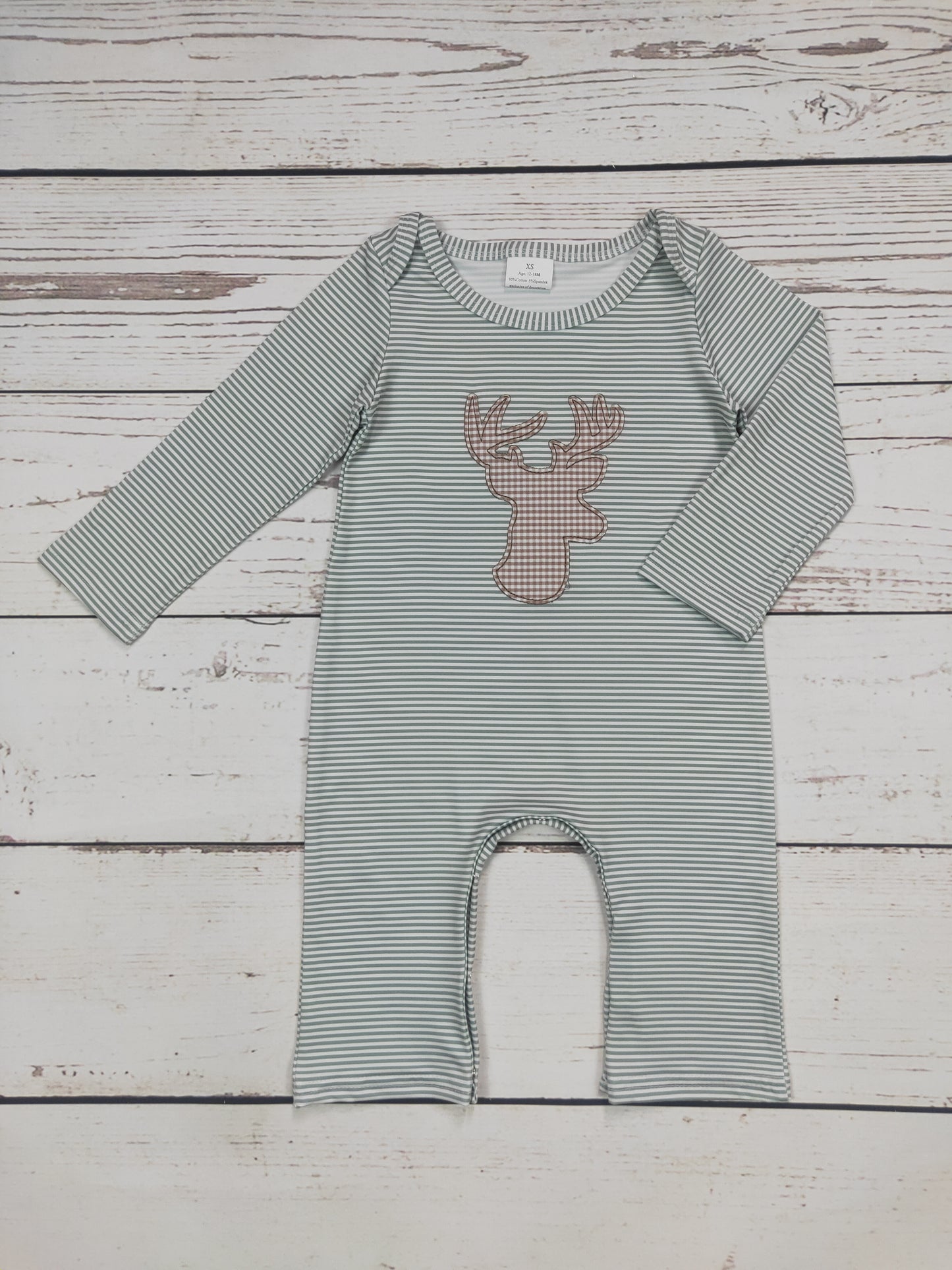 Boy Stripe Romper With Deer Print