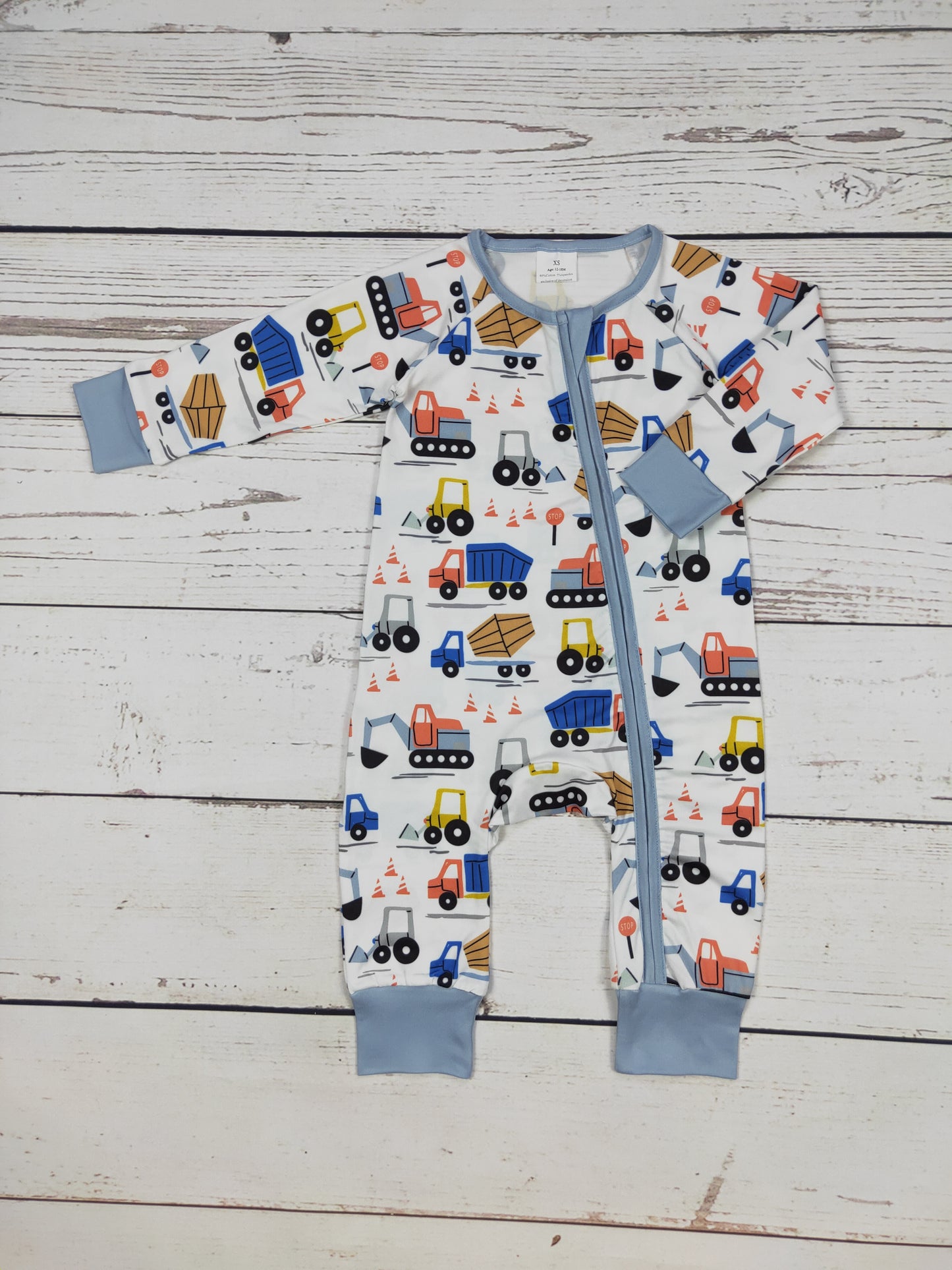Boy Engineering Vehicles Zip Romper