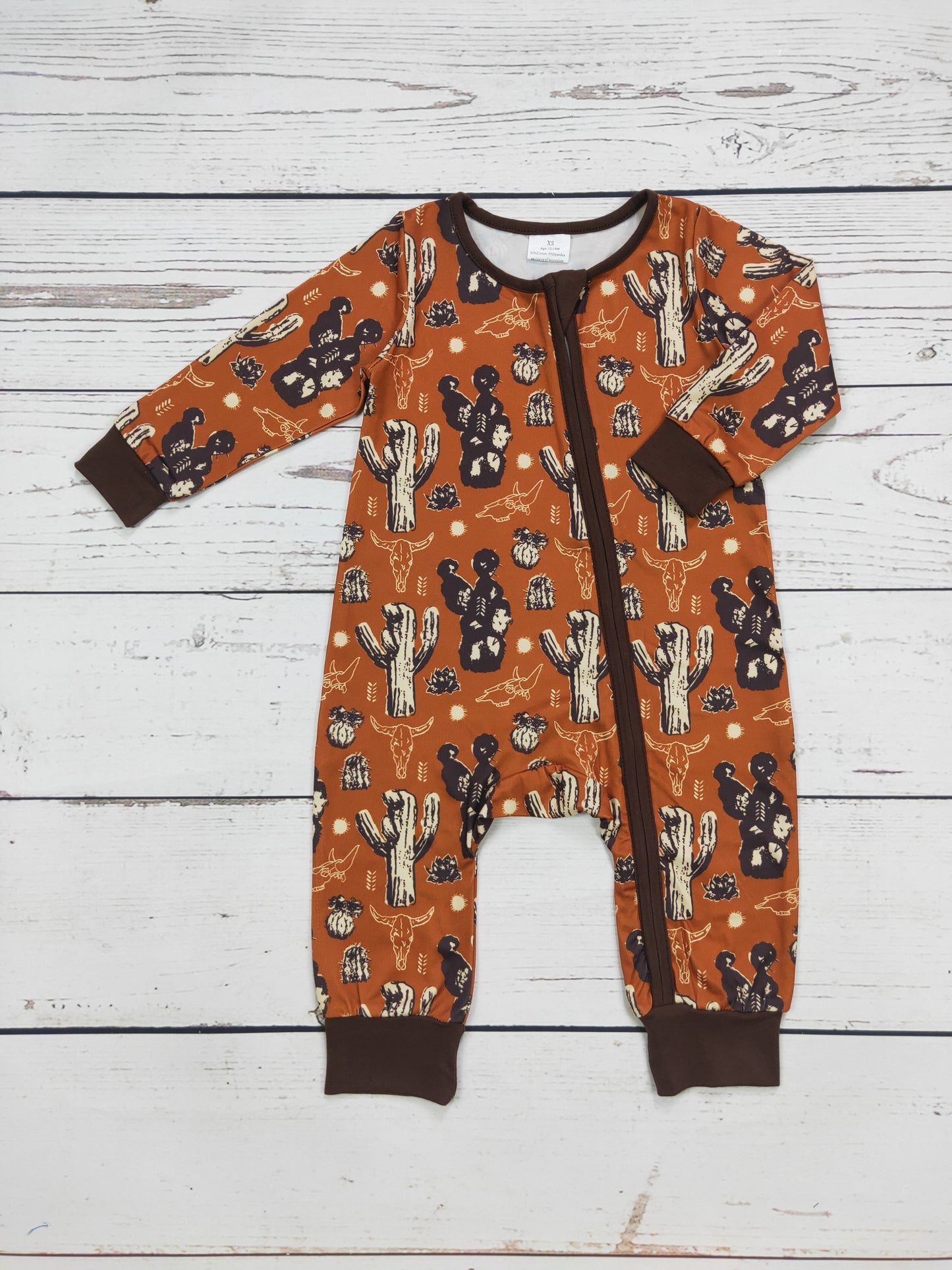 Baby Cactus Print Zip Romper
