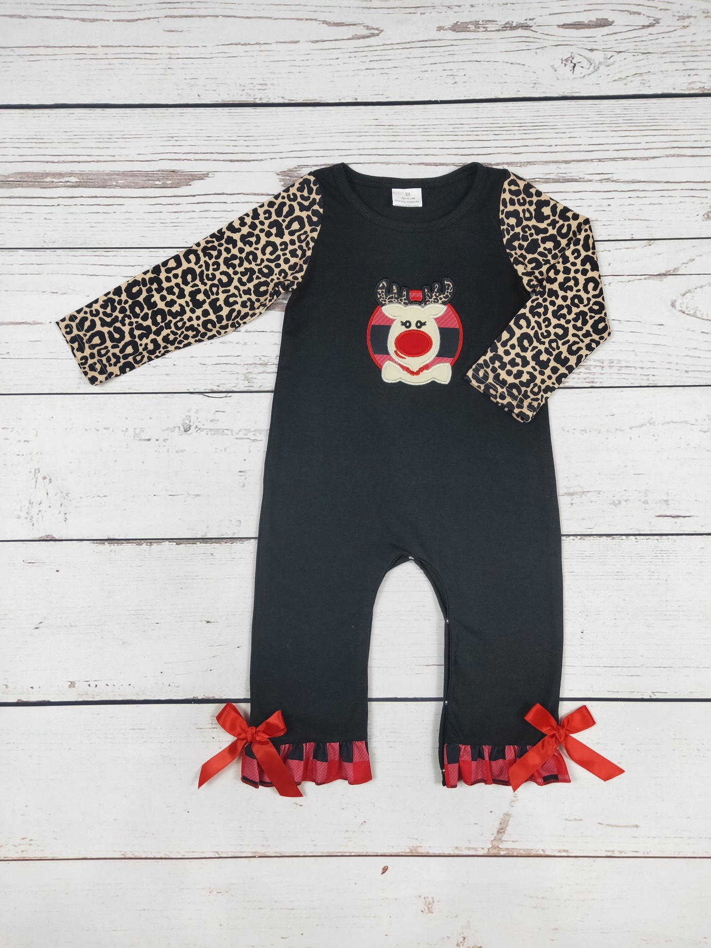 Baby Christams deer Appliqué Romper