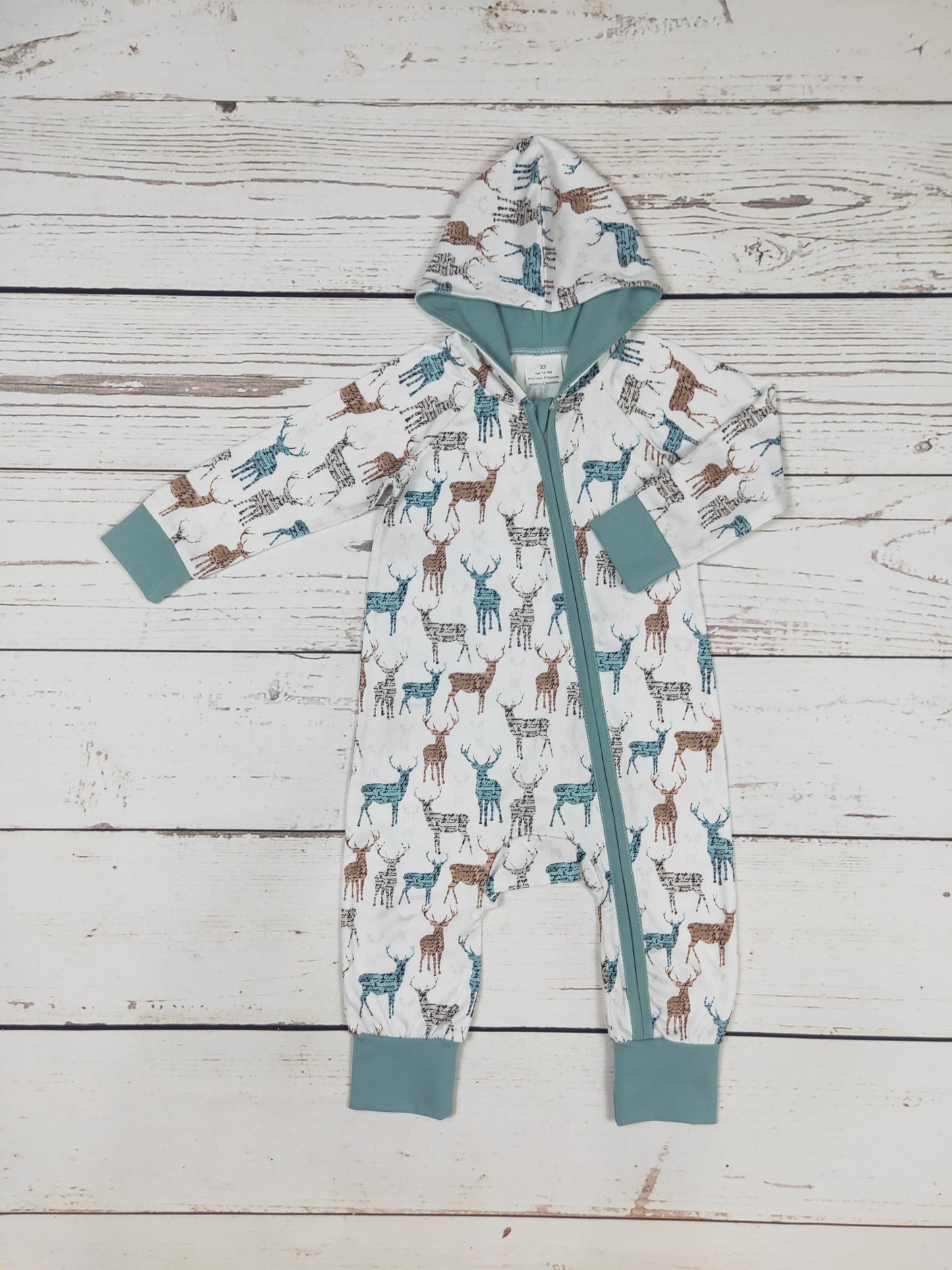 Baby Zipper Romper With Deer Print