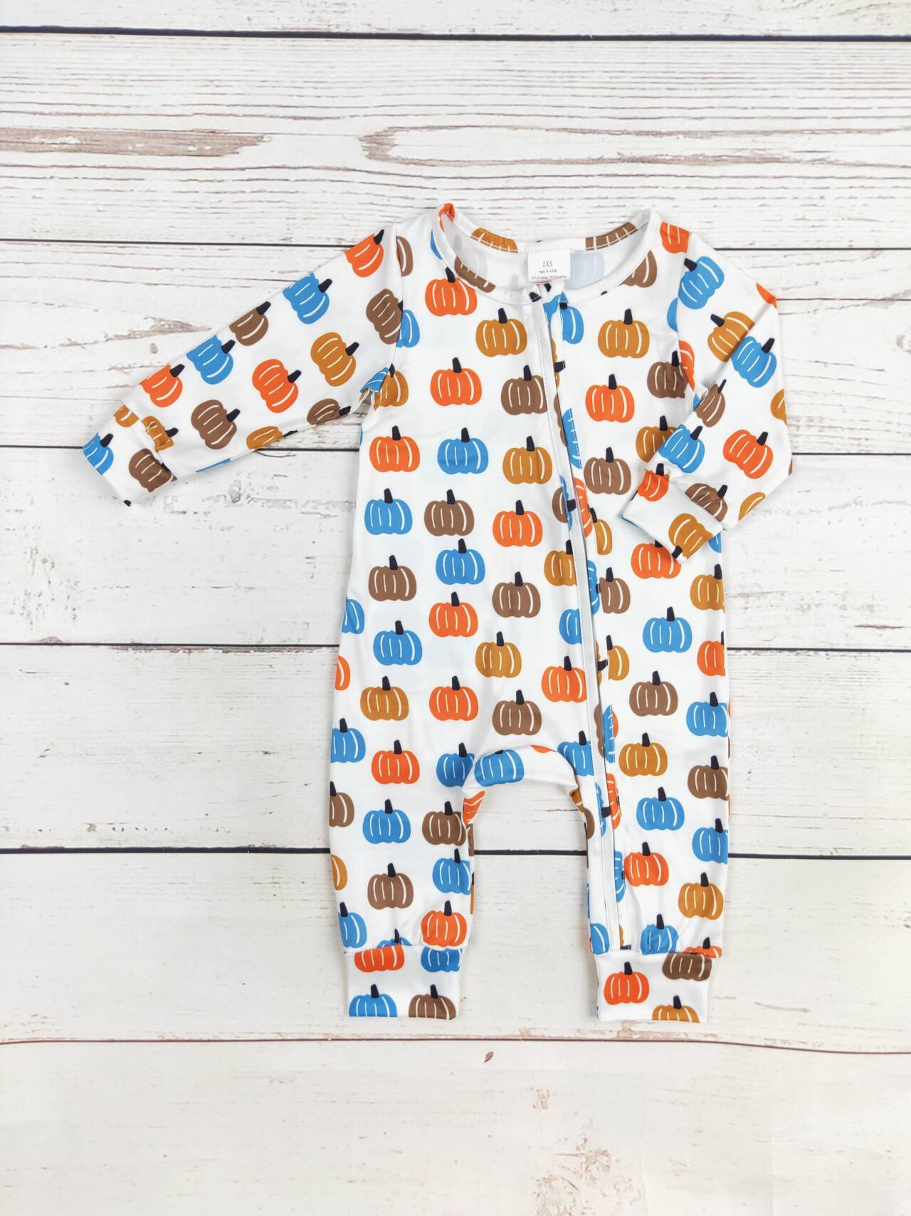 Baby Boy Pumpkin Print Zip Sleeper