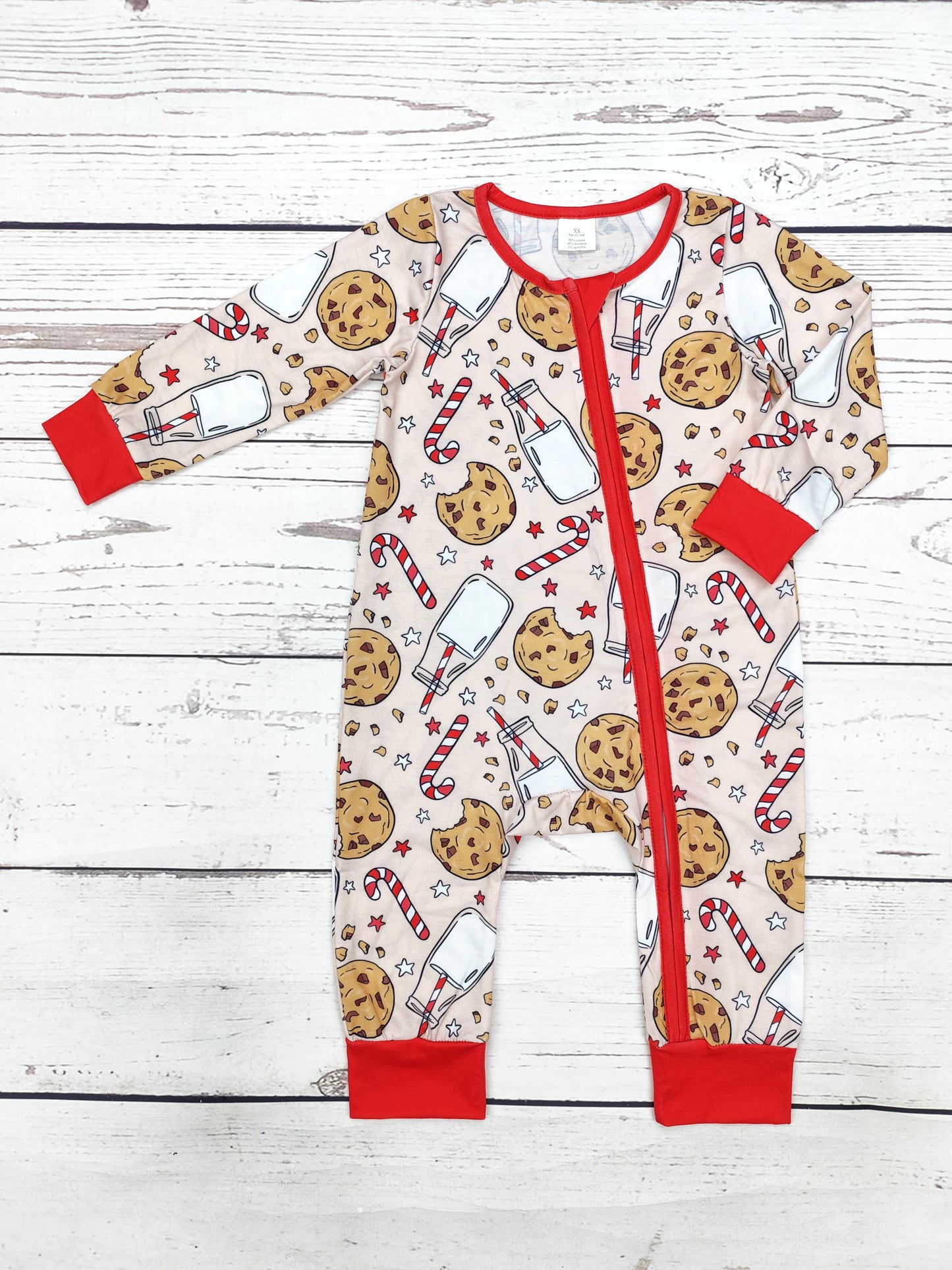 Baby Cookie Print Christmas Bamboo Zip Sleeper