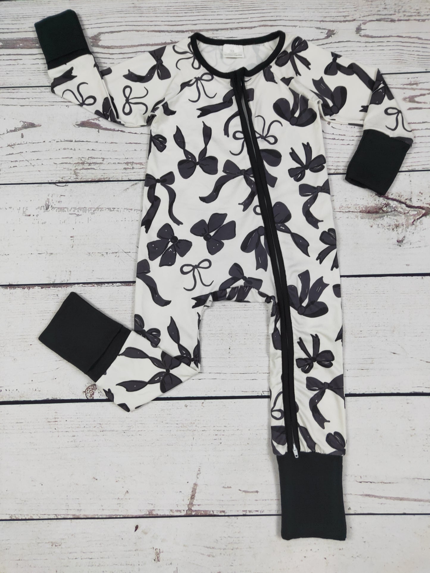 Baby Girl Black Bow Printed Zippy Sleeper