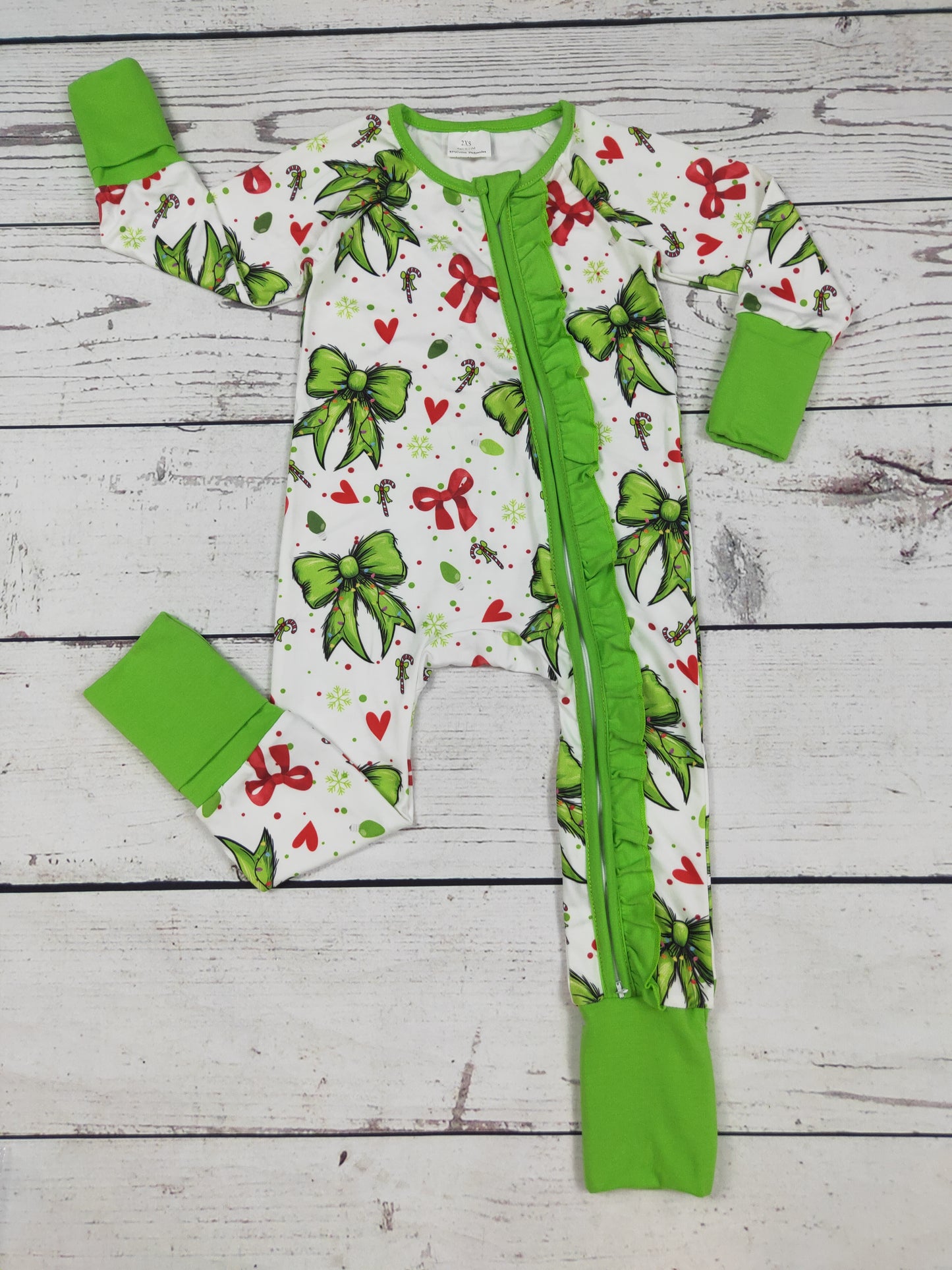 Baby Girl Bow Printed Christmas Sleeper