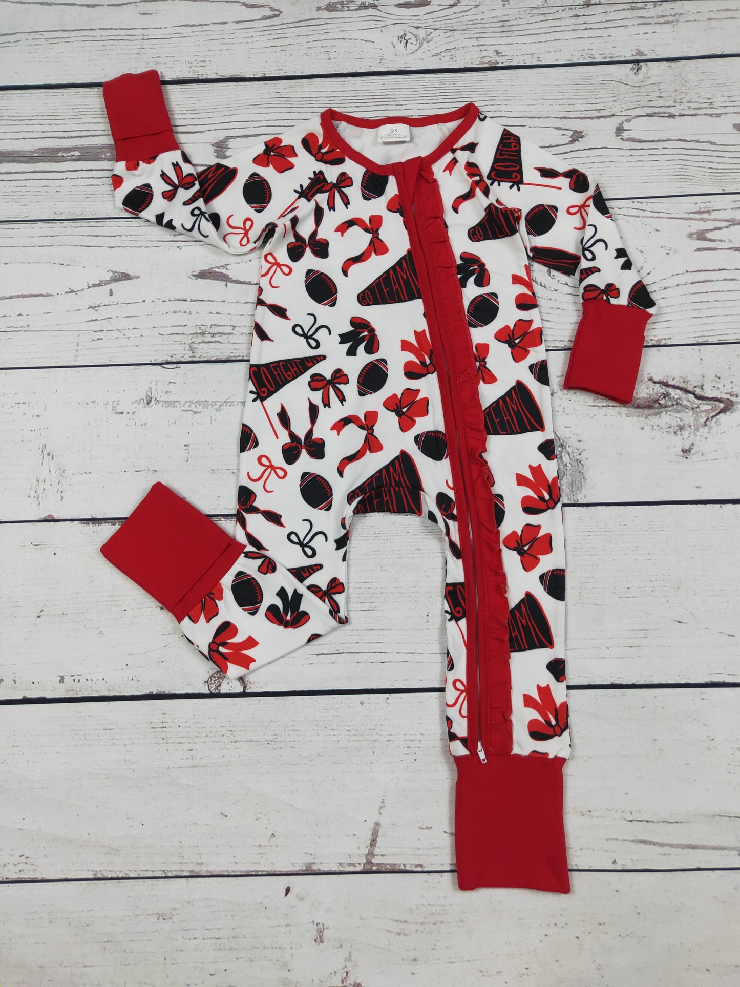 Red Bow Printed Baby Girls Zippy