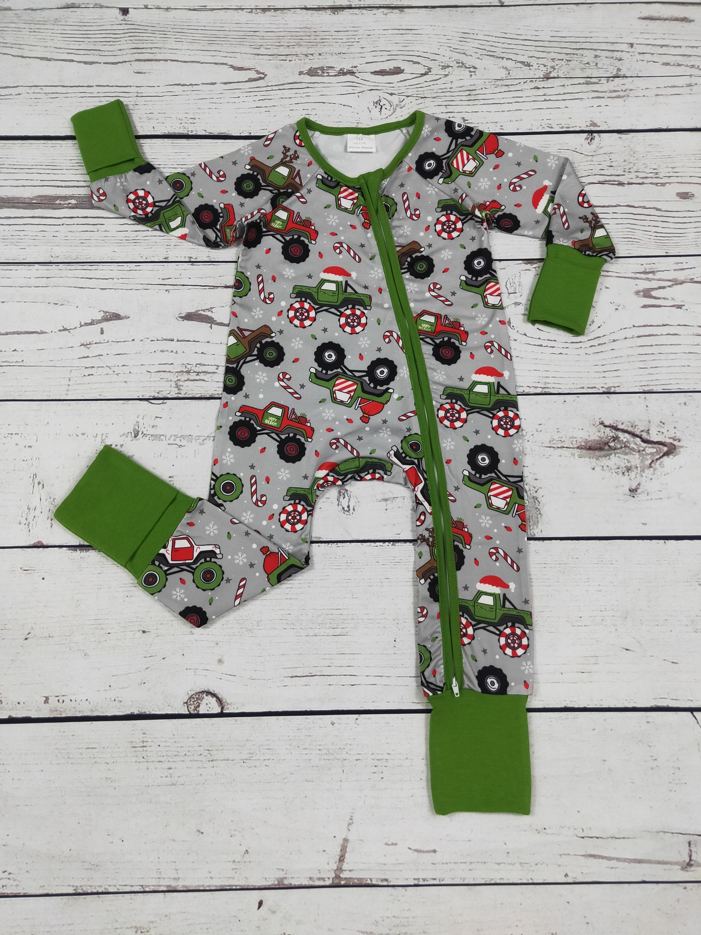 Baby Boys Green Printed Christmas Zip Sleeper