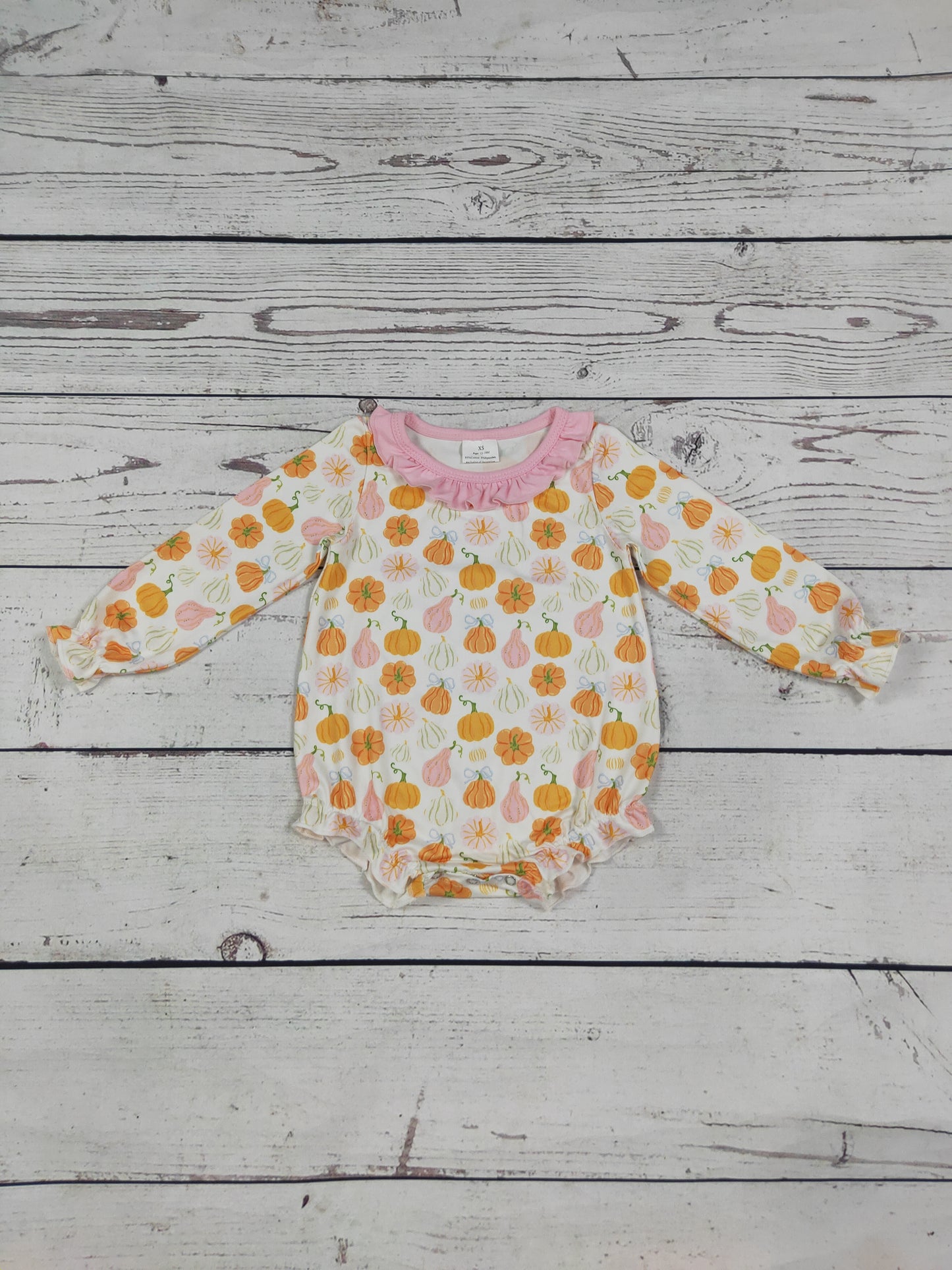 Pumpkin Printed Fall Baby Girl Bubble