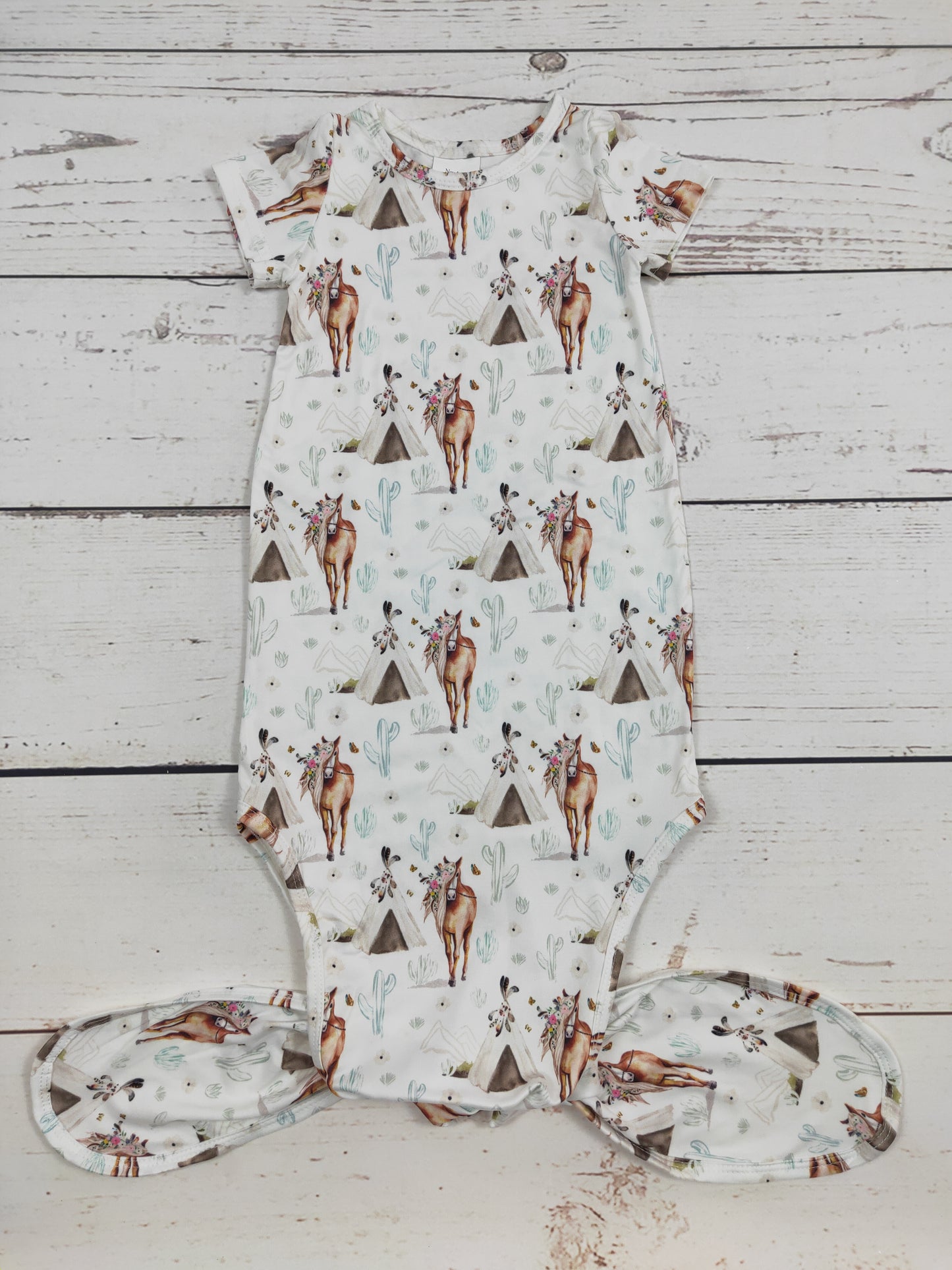 Horse Cactus Printed Infant Babygown