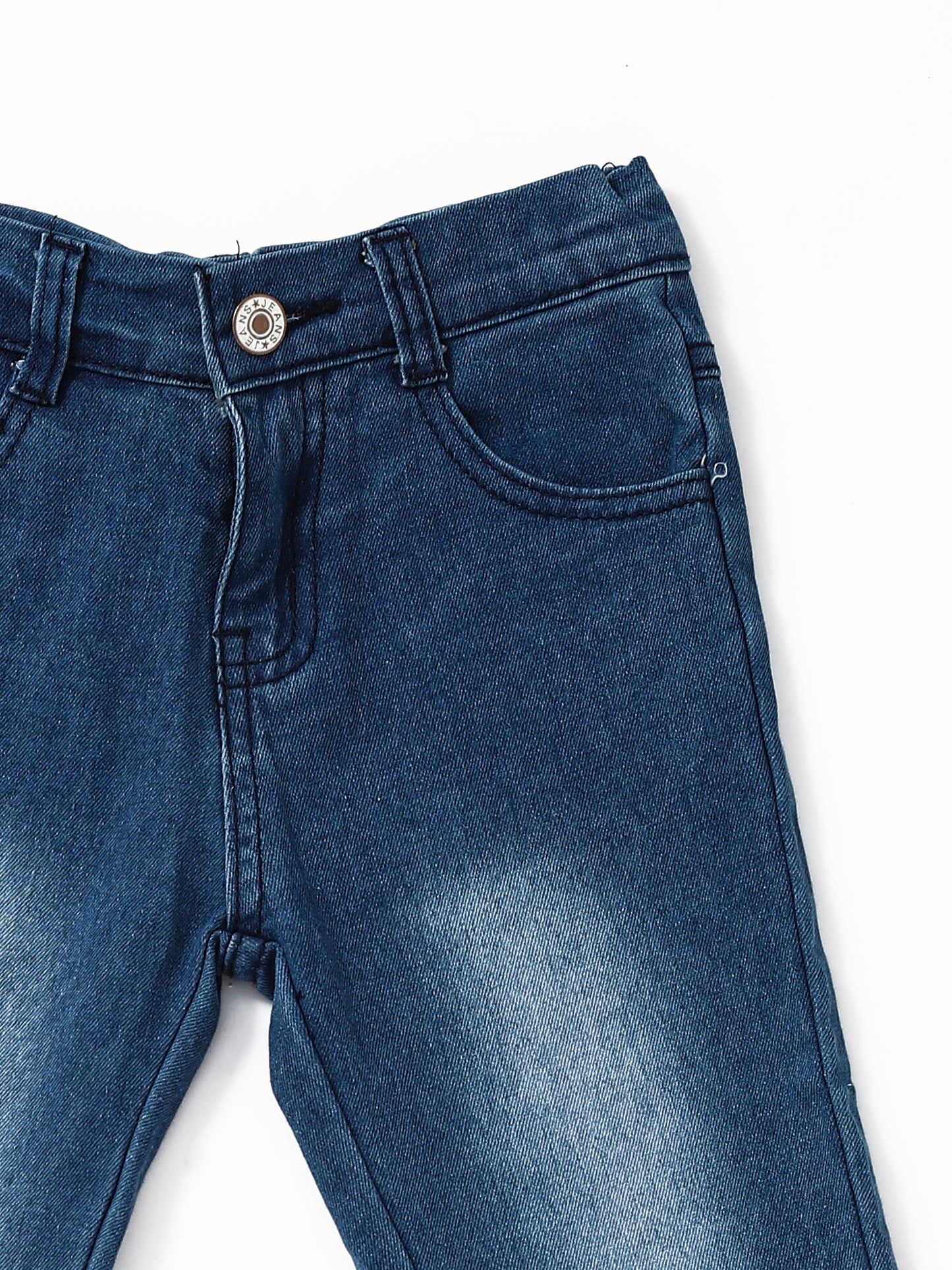 Blue Washed Double Layer Girls Bell Bottom Jeans