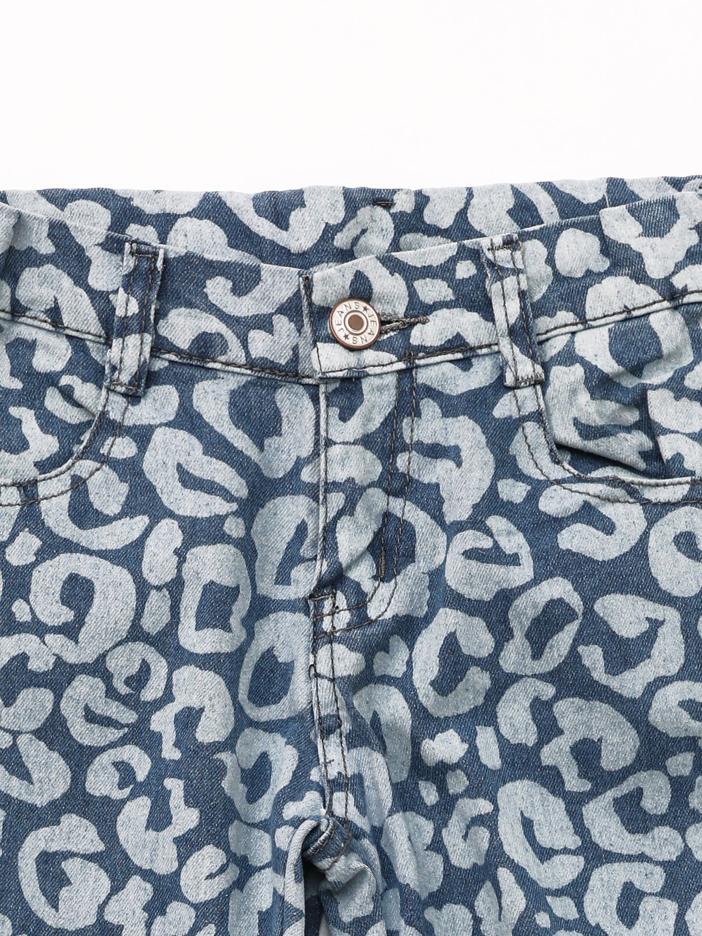 Kids Blue Cheetah Double Layer Jeans