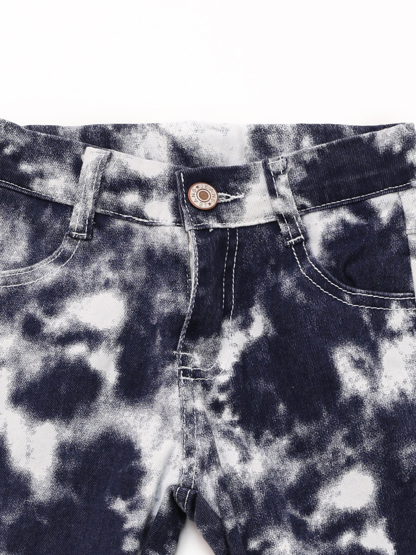 Kids Tie Dye Printed Ruffle Jeans