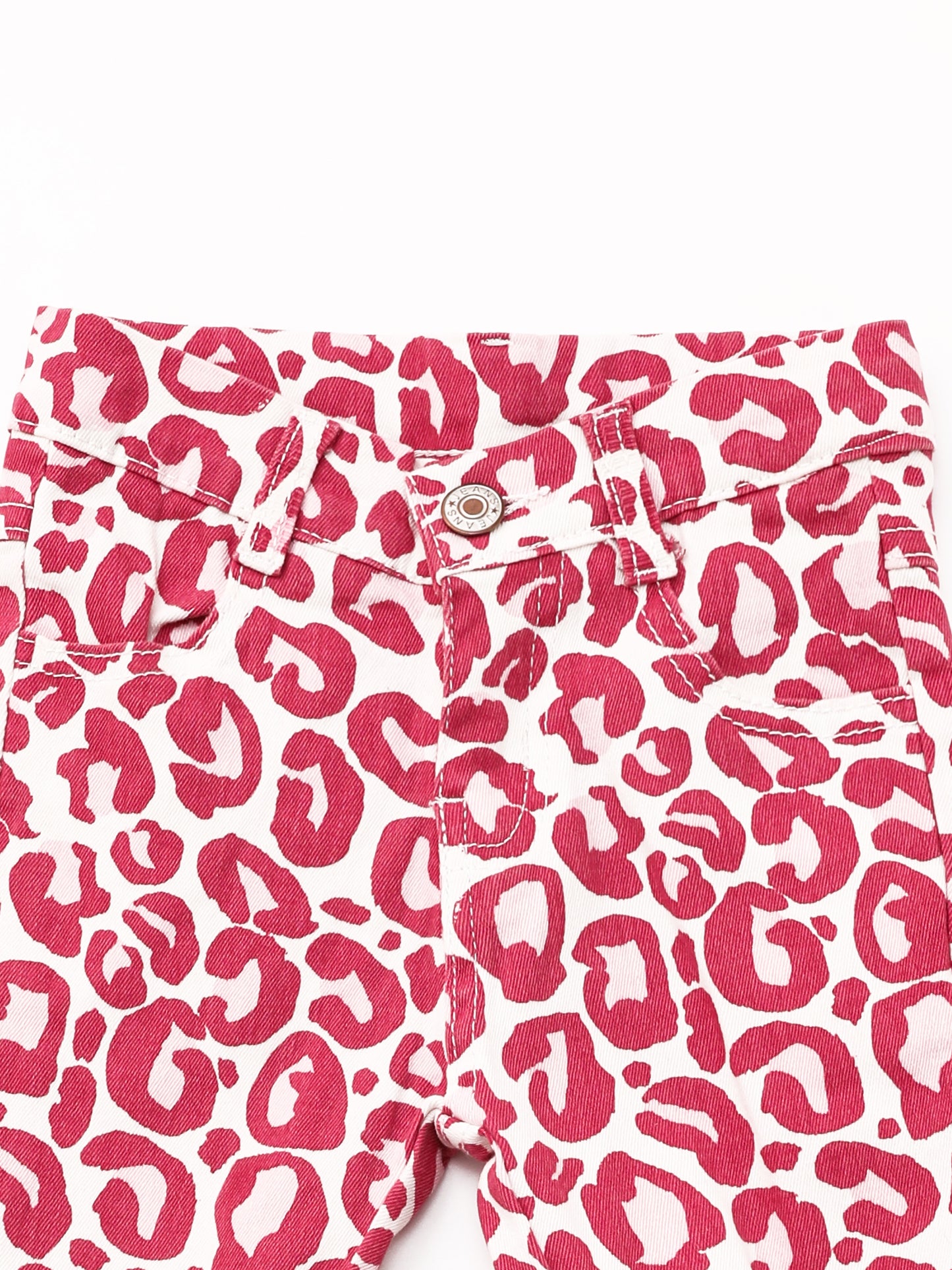 Girls Pink Cheetah Double Layer Jeans