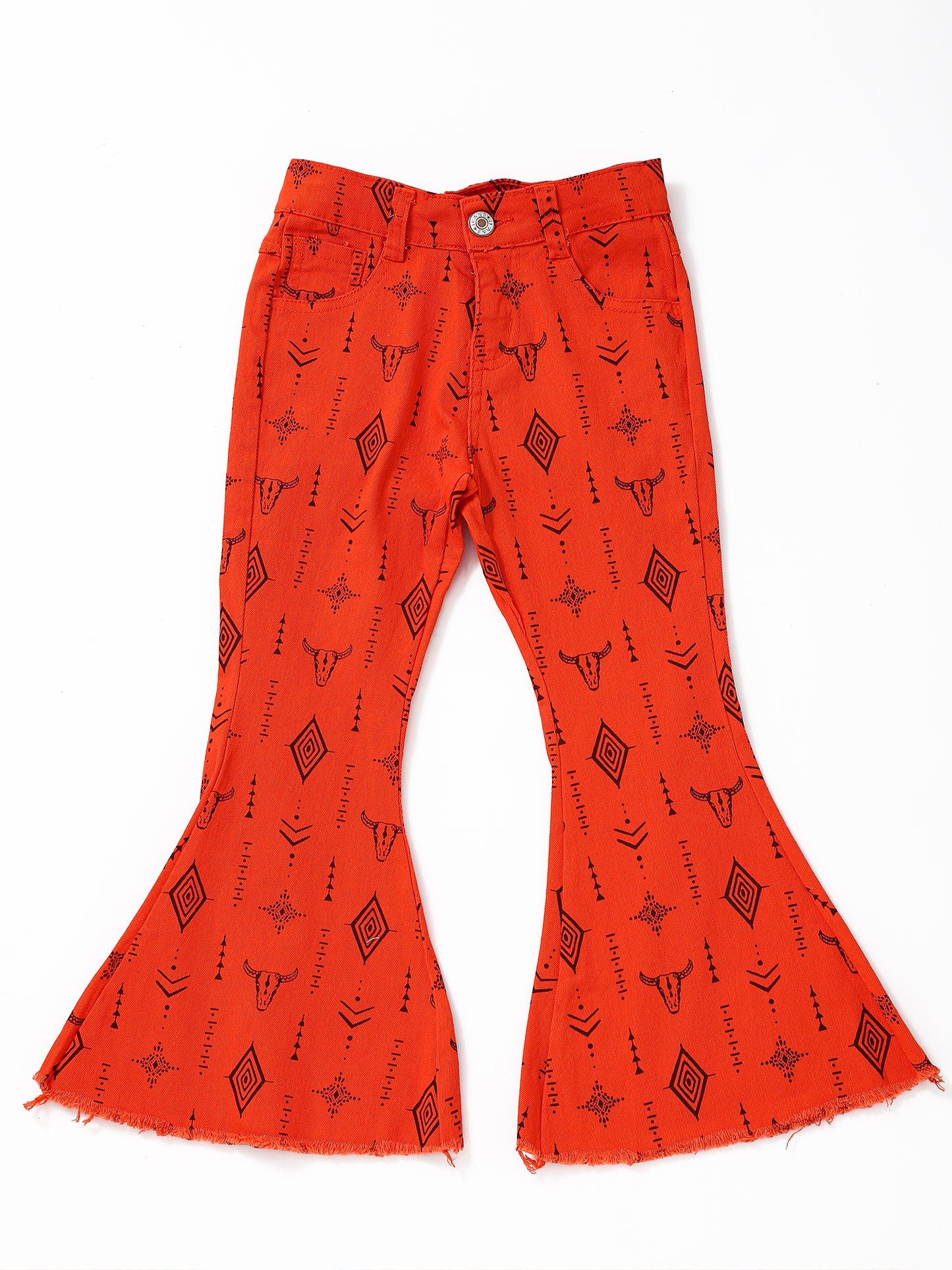 Girls Western Cow Flare Jeans