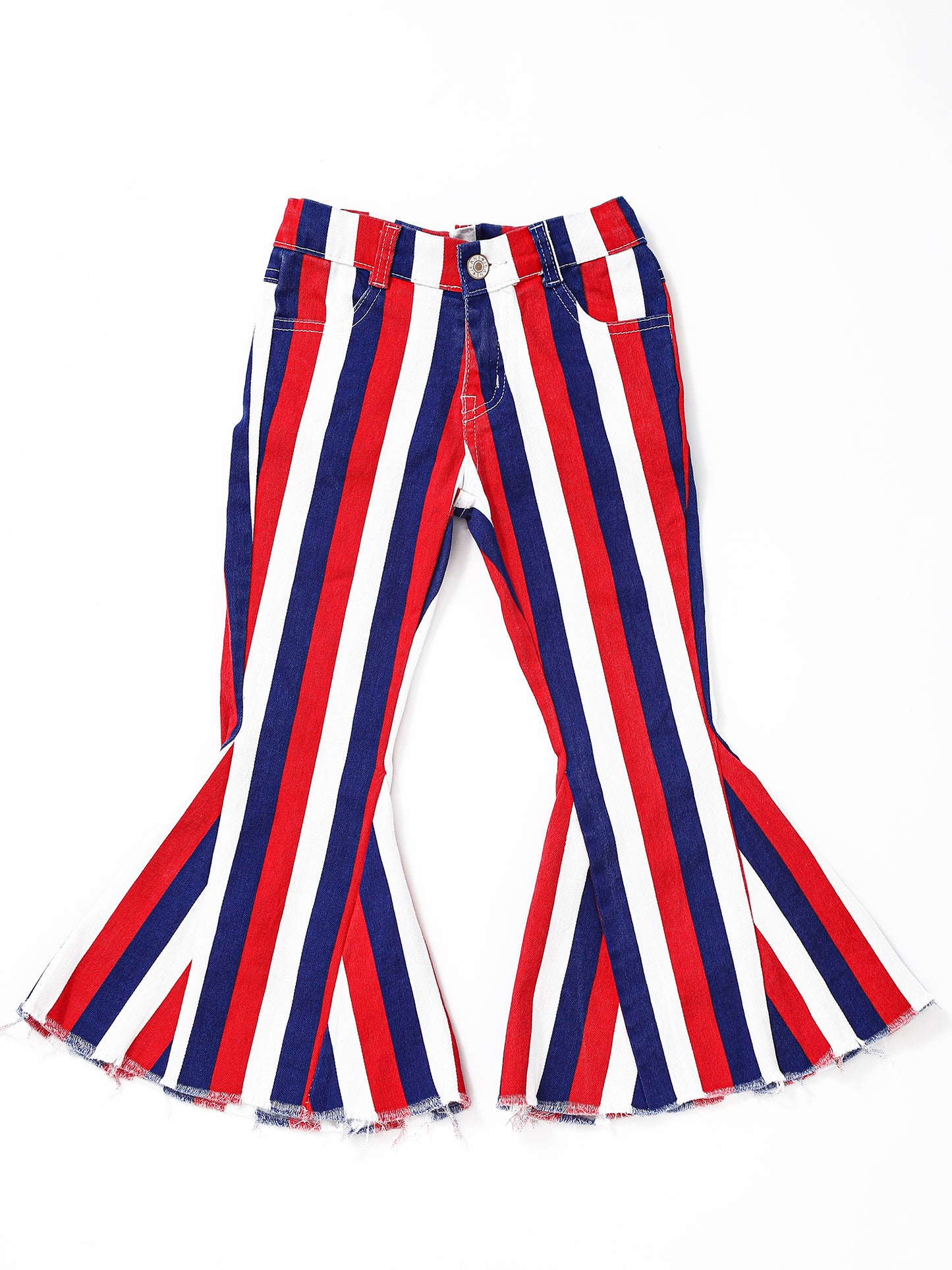 Red Blue Stripe Girls 4TH OF JULY Girls Flare Jeans