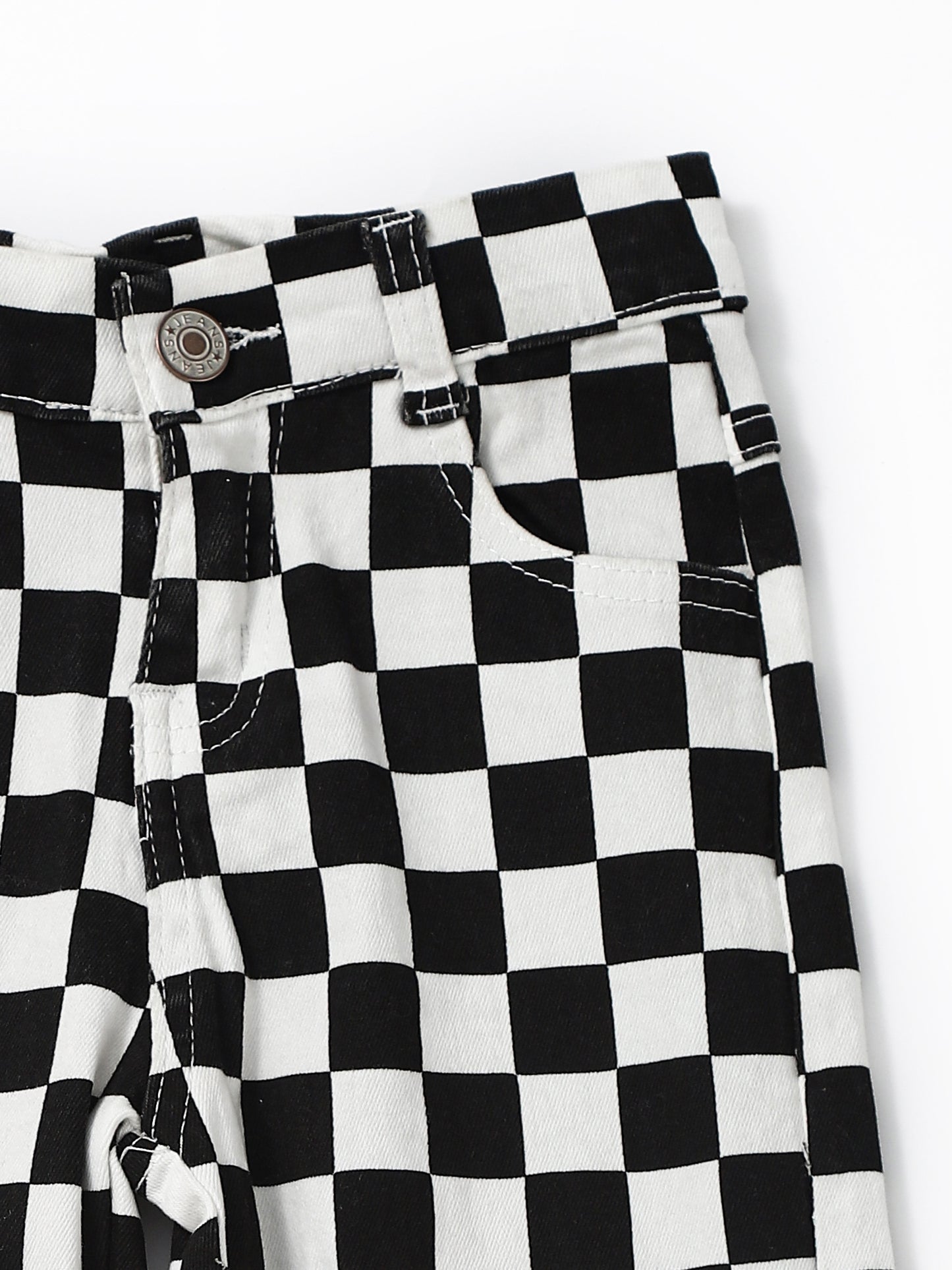 Black Checkered Boys Jeans
