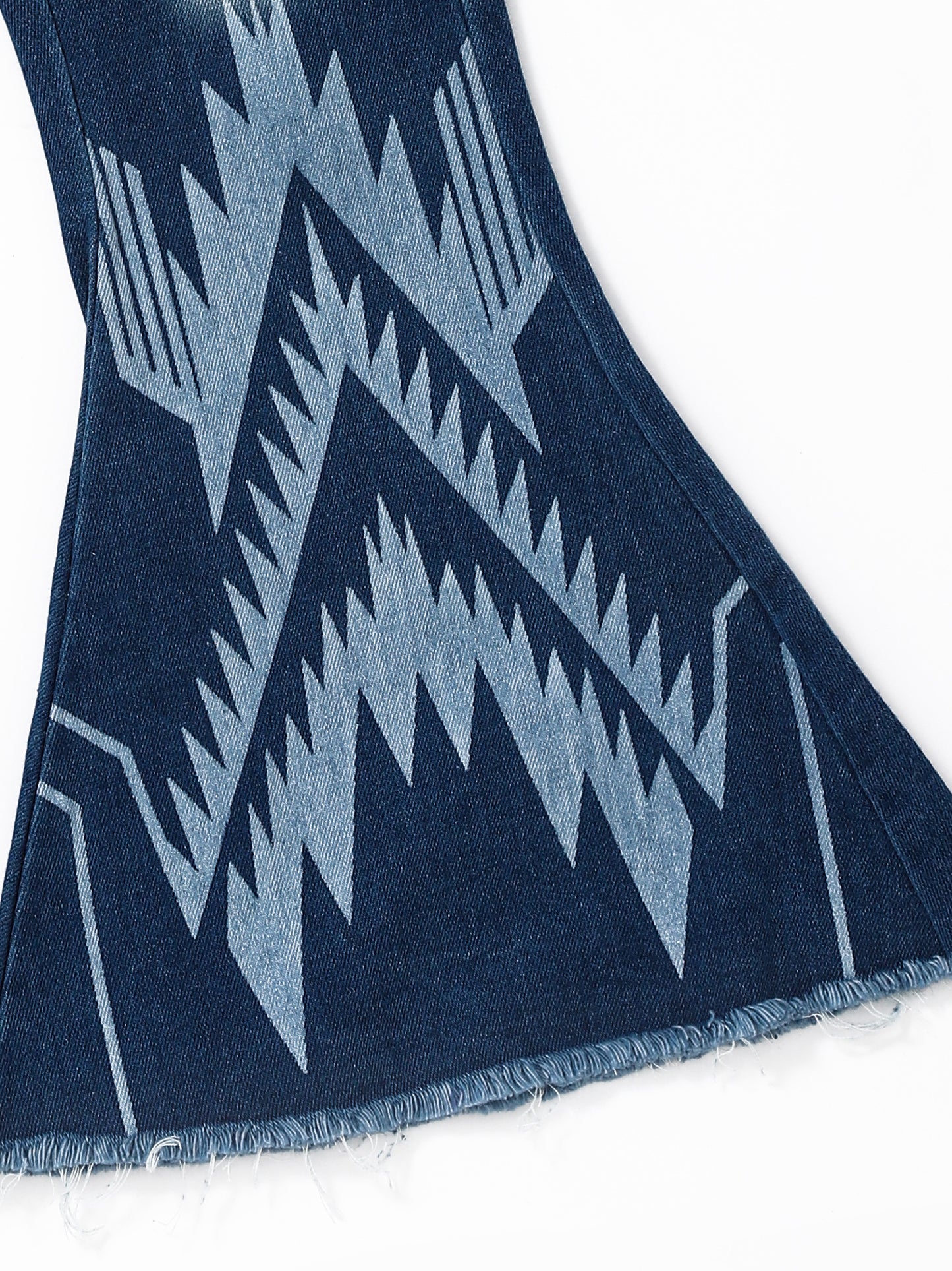 Blue Washed Aztec Girls Western Flare Jeans